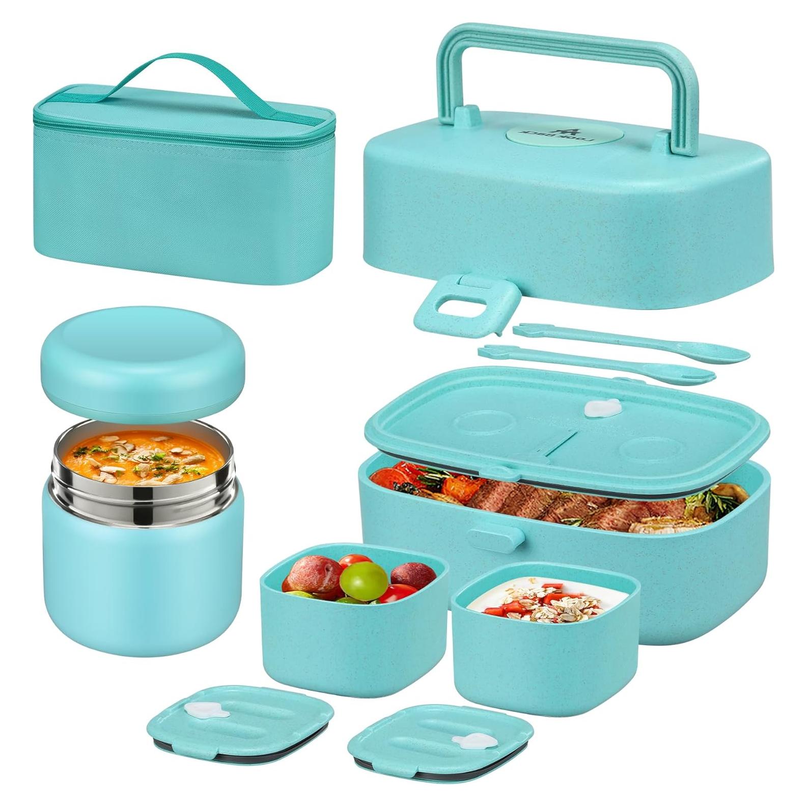 Caja de Almuerzo Bento Pawtong Azul con Termo 227g Aislado