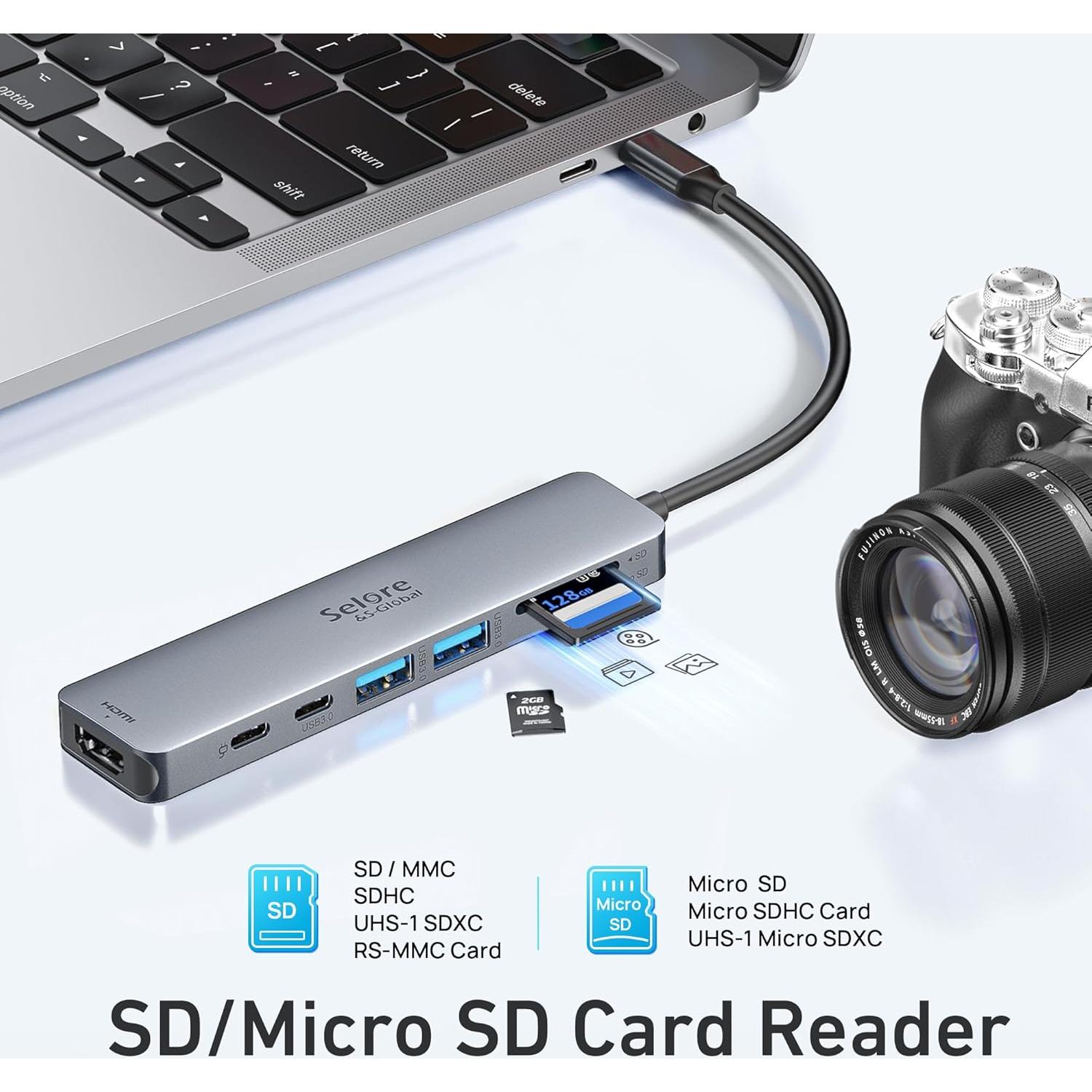 Hub USB C 7 en 1 Selore&S-Global con HDMI 4K y 100W PD