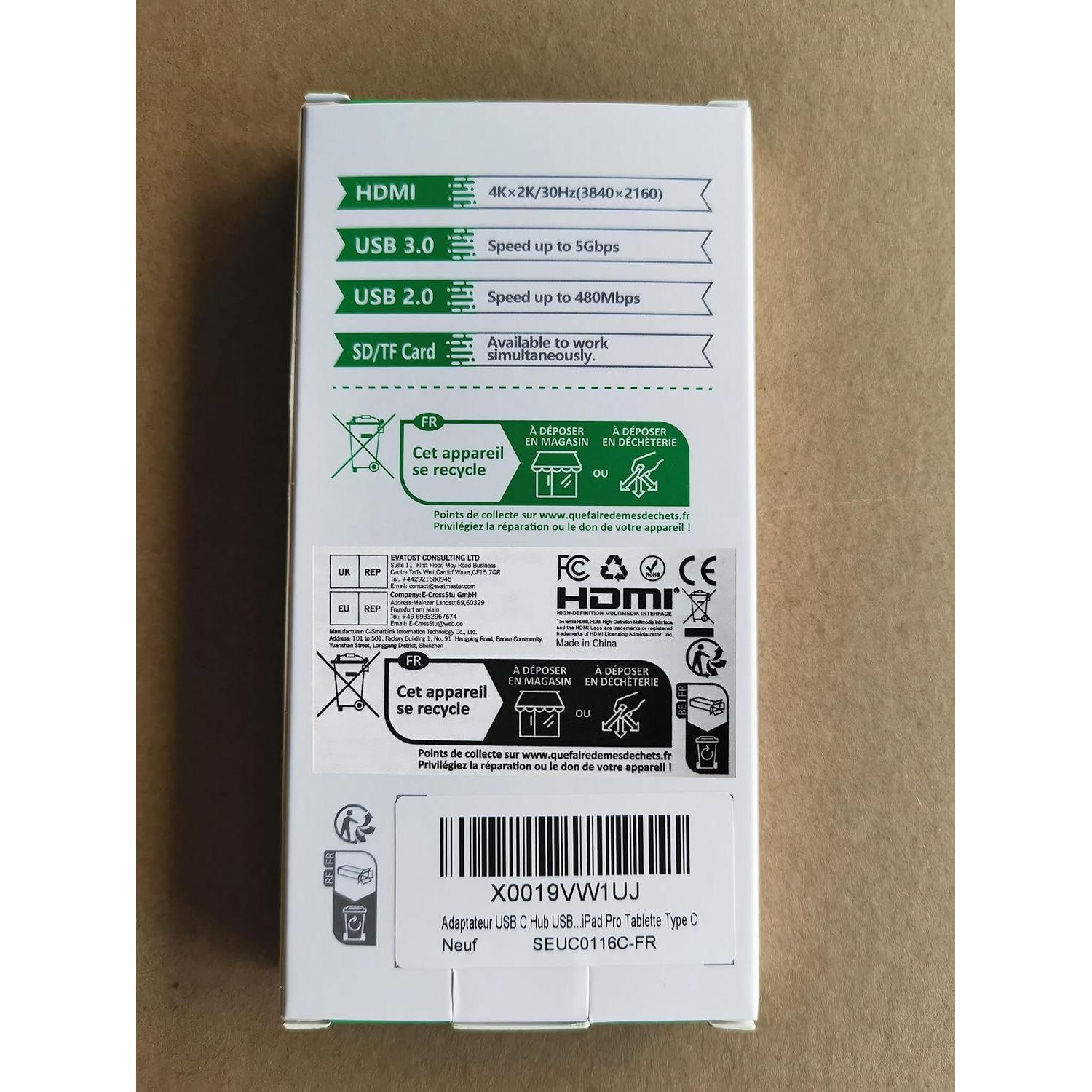 Hub USB C 7 en 1 Selore&S-Global con HDMI 4K y 100W PD