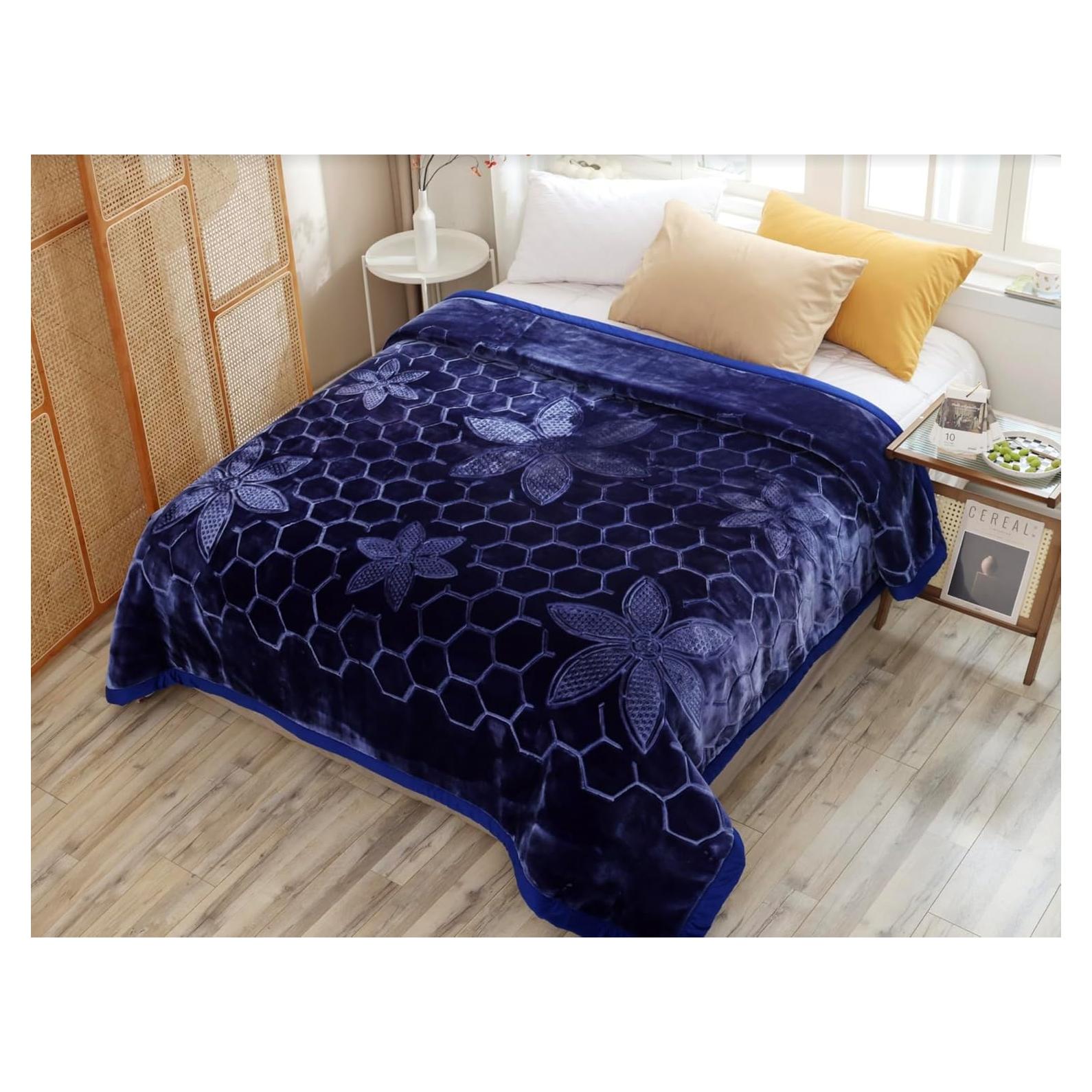 Manta Reversible Hiyoko 215x241 cm Azul/Navy Microfibra