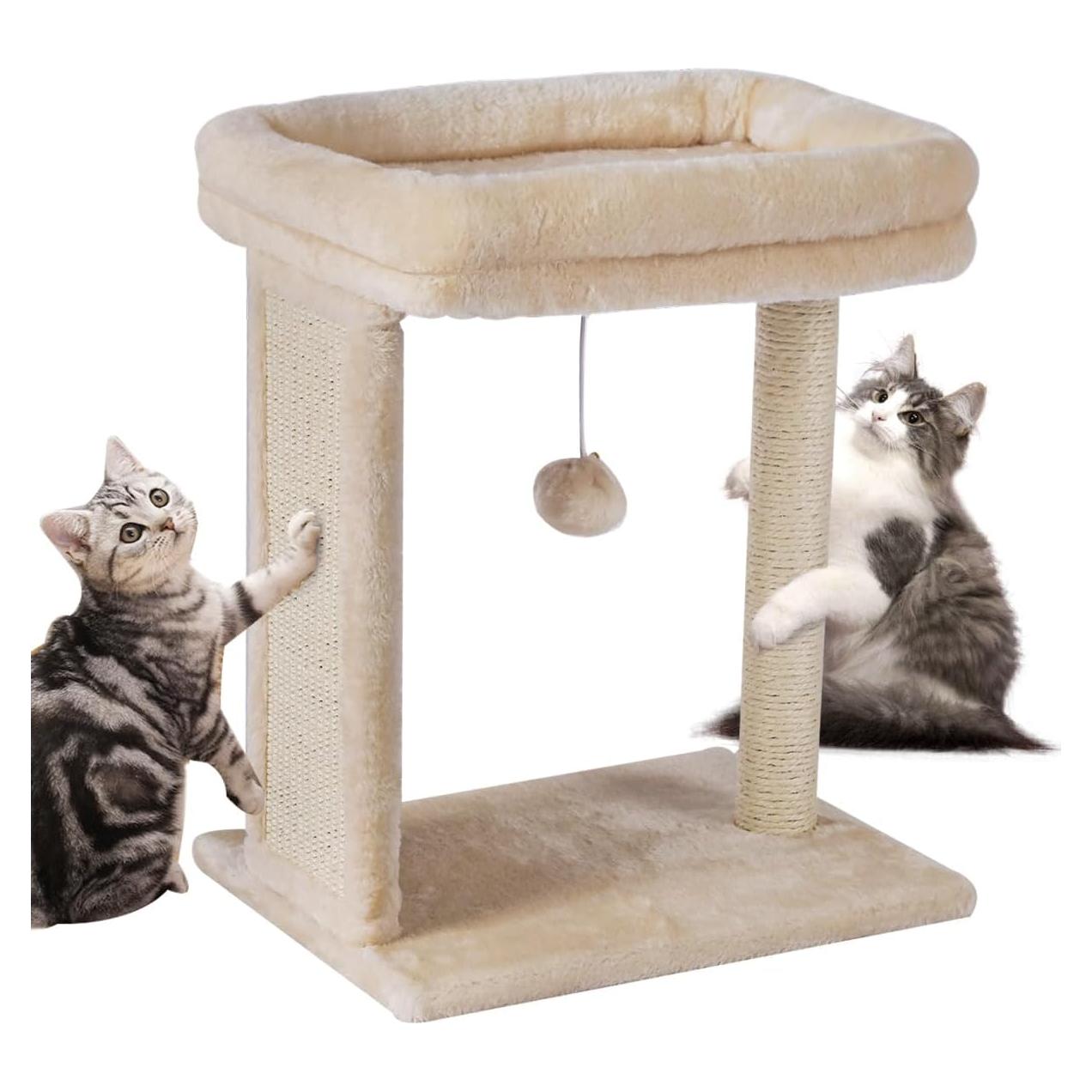 Árbol para Gatos Pequeños SYANDLVY con Rascador y Percha Beige