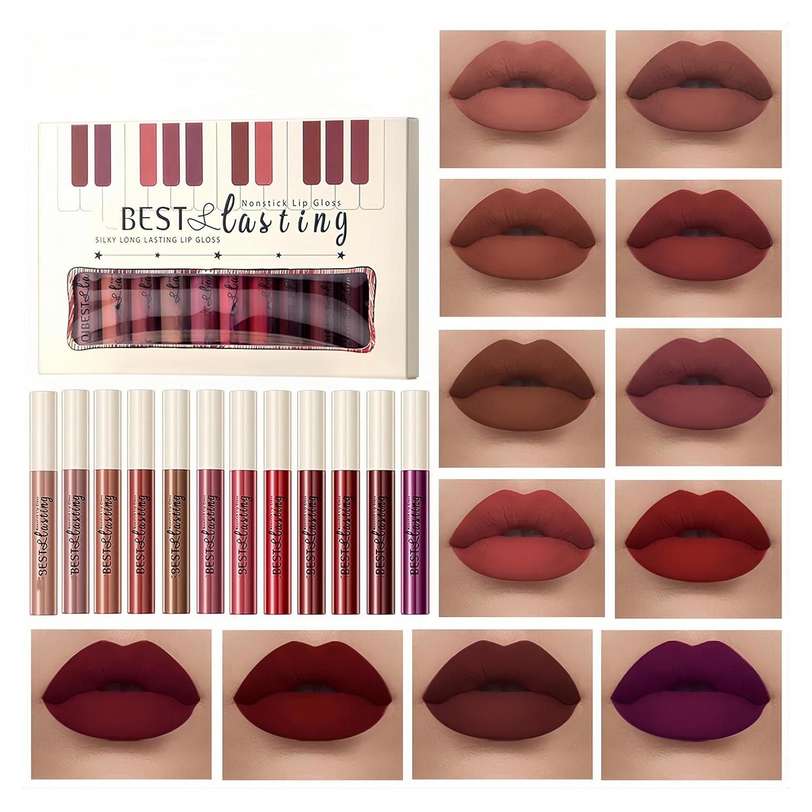 Juego de 12 Lápices Labiales Líquidos Mate Melemando