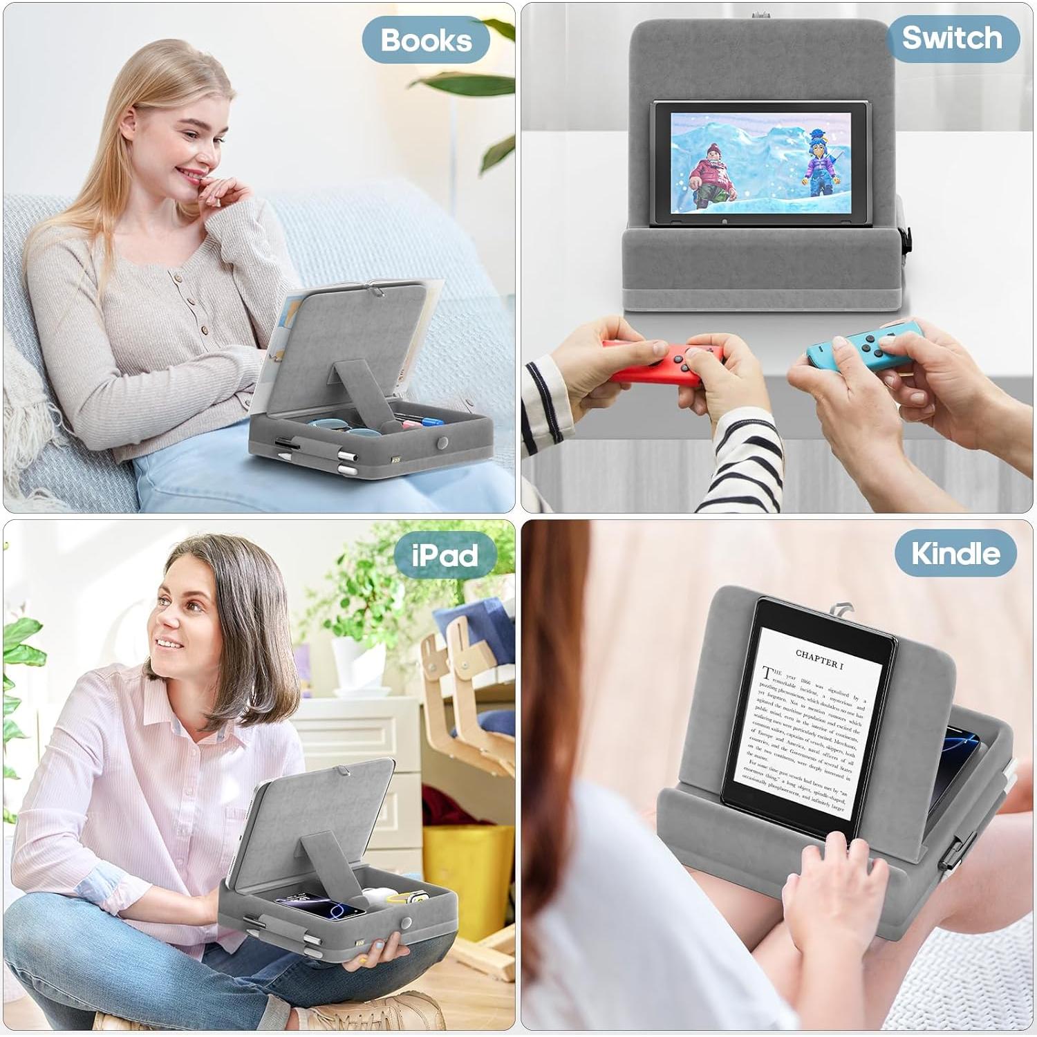Soporte de Almohada KDD para Tabletas y Libros, Gris Claro