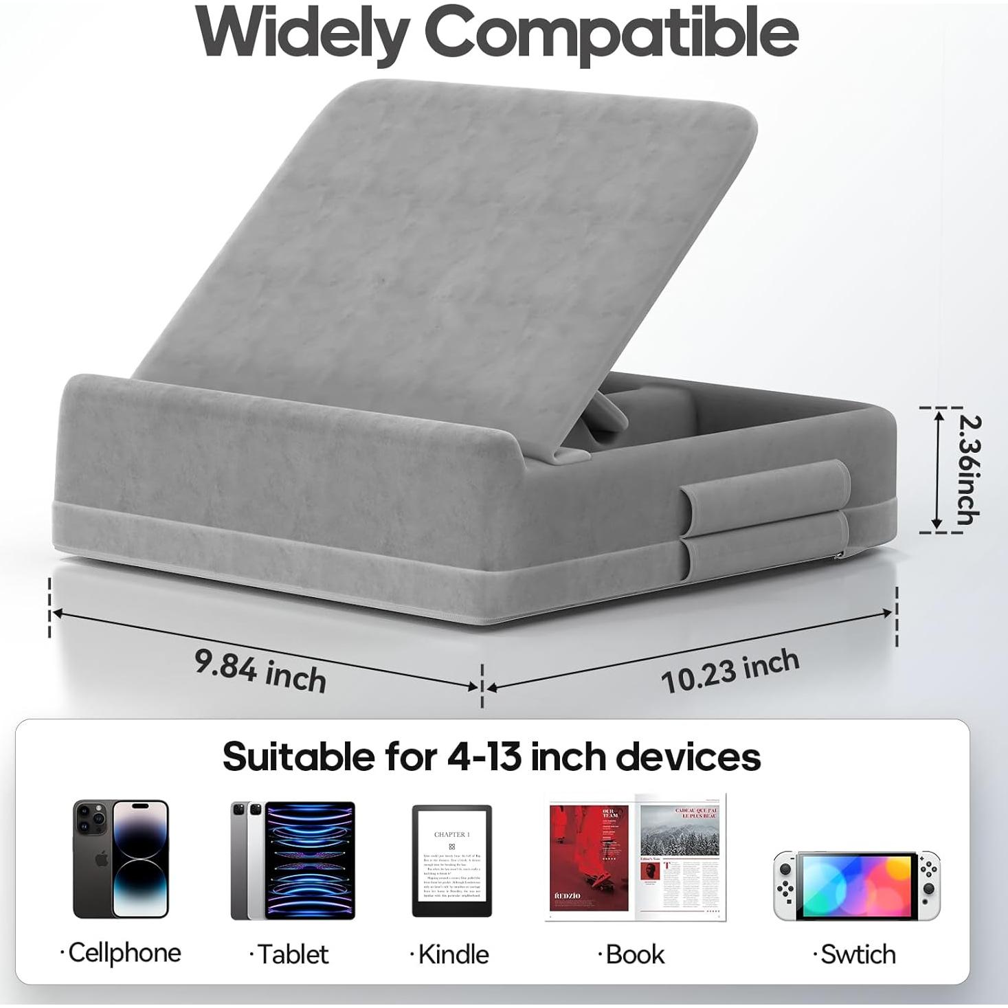 Soporte de Almohada KDD para Tabletas y Libros, Gris Claro