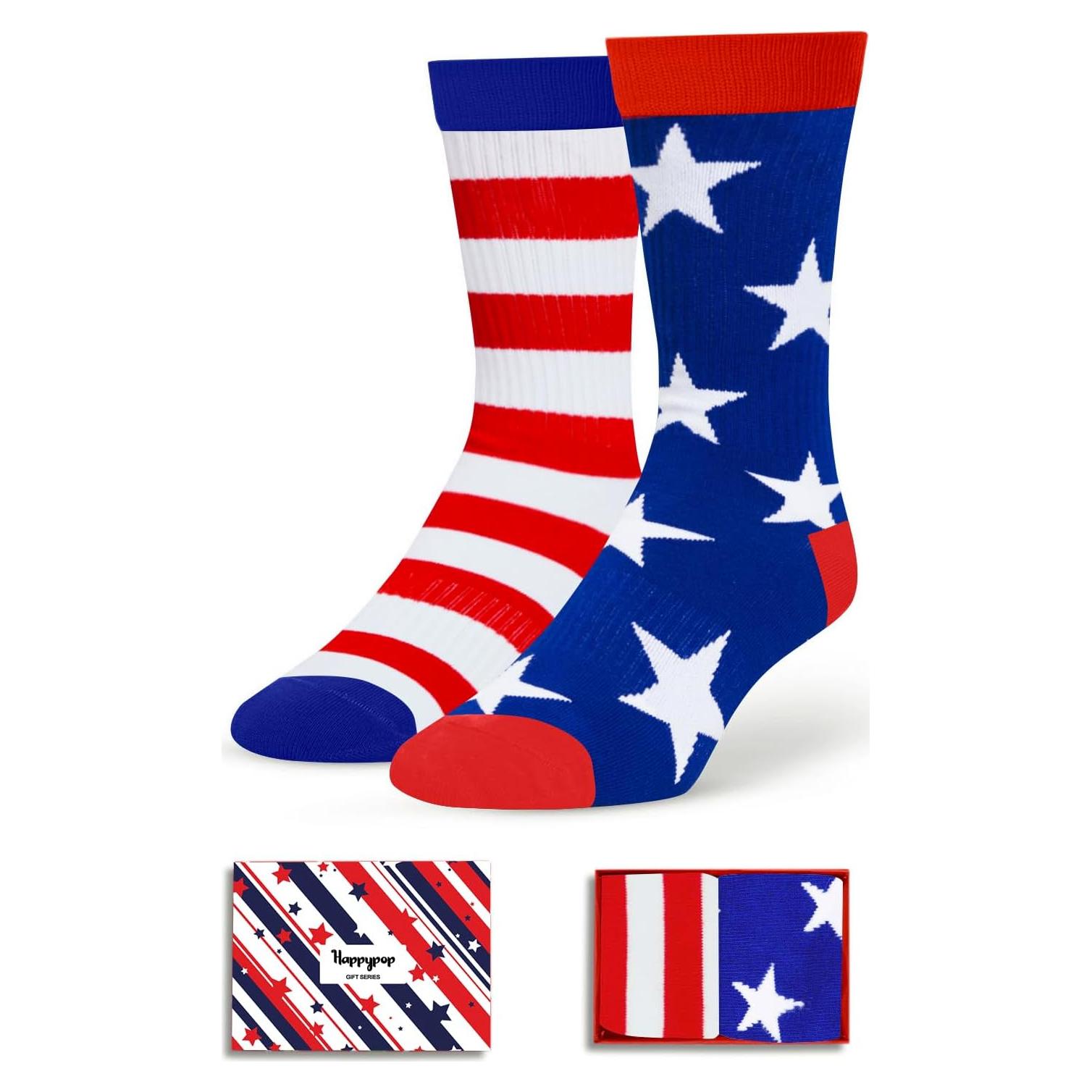 Calcetines Patrióticos HAPPYPOP para Hombres - Bandera Americana