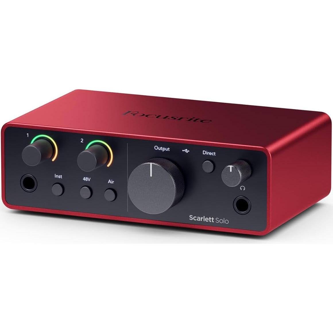Interfaz de Audio USB Focusrite Scarlett Solo 4ta Gen + Auriculares + Cable XLR 7.62m