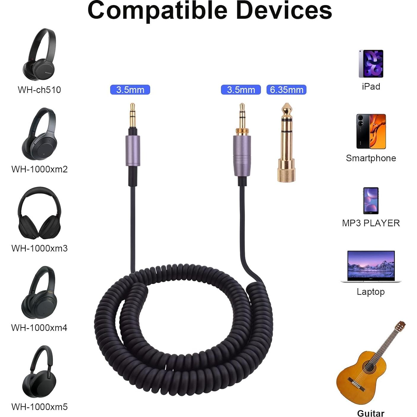 Cable de auriculares enrollado Asobilor 1.49m a 4.27m 3.5mm