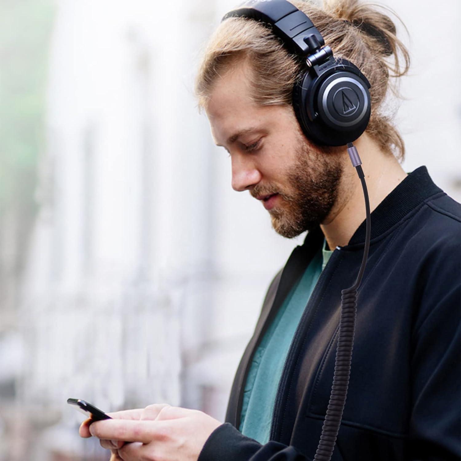 Cable de auriculares enrollado Asobilor 1.49m a 4.27m 3.5mm