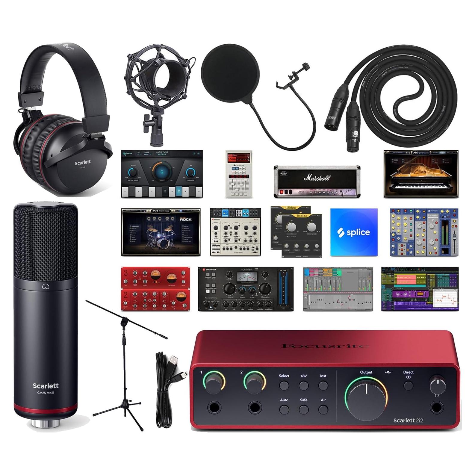 Focusrite Scarlett 2i2 Studio 4ta Gen - Interfaz USB-C + Micrófono CM25 MkIII