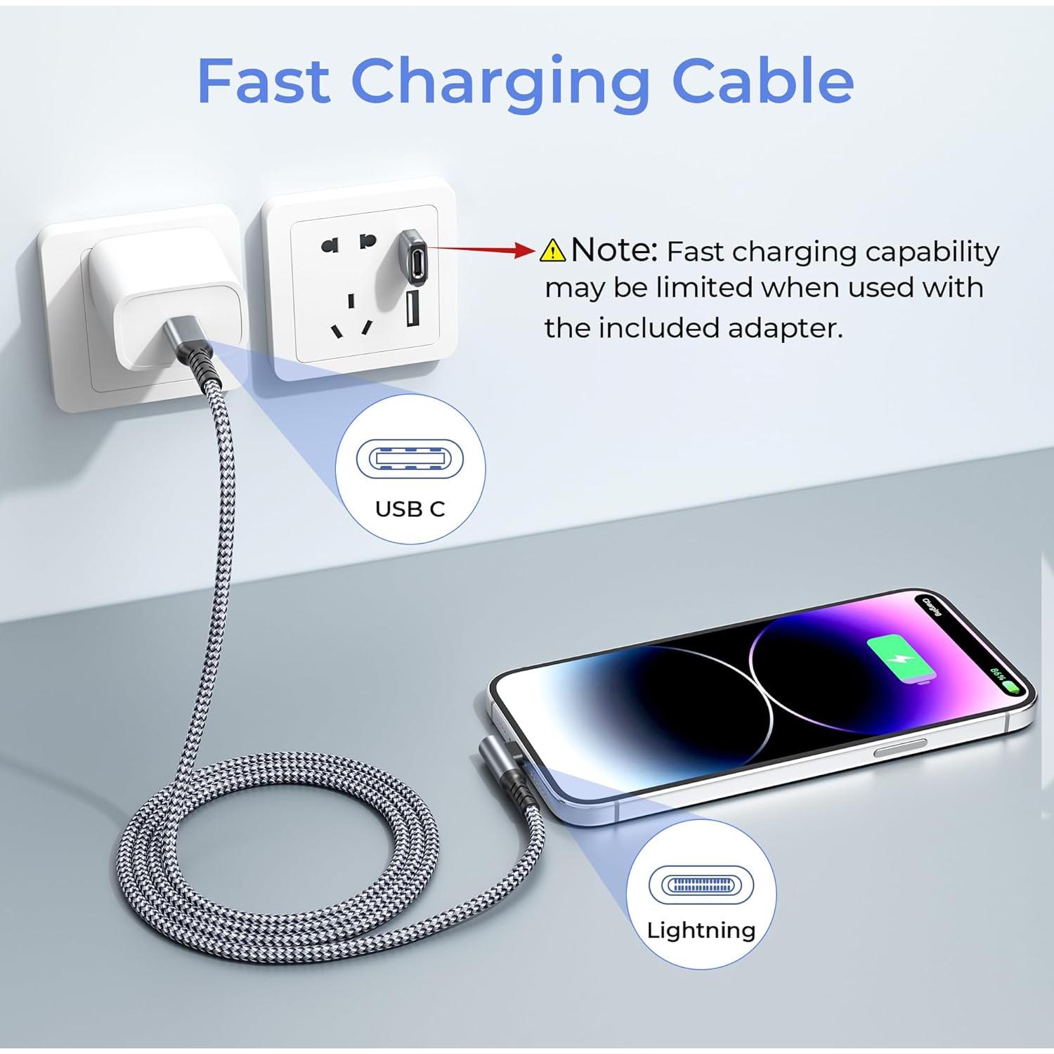 Cable de Carga Rápida USB-C a Lightning Basesailor 1m Gris