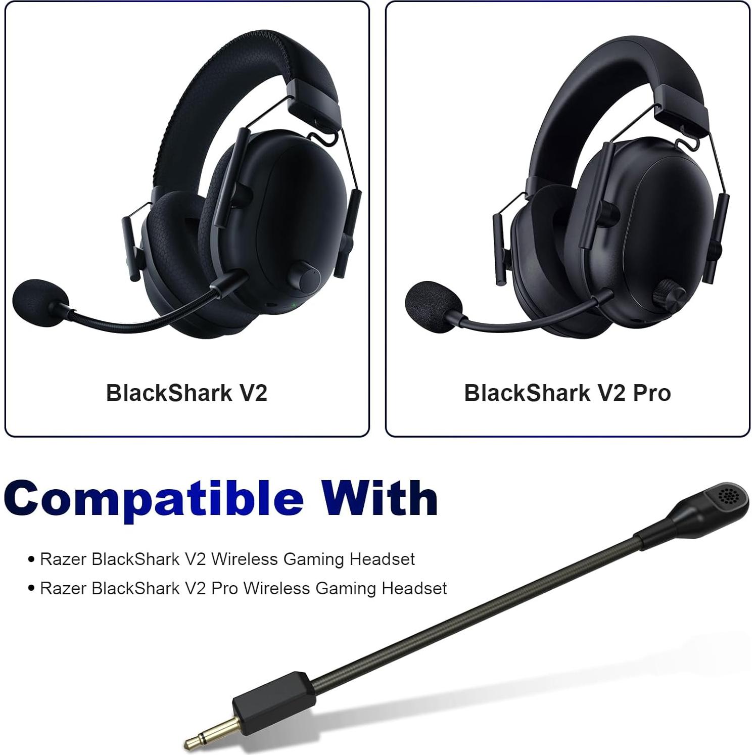 Blackshark V2 Replacement Microphone for Razer BlackShark V2, V2 Pro, V2 SE Wireless Gaming Headset Detachable 3.5mm Game Boom Noise Cancelling for PS4 Pro PS5 Xbox One X PC Gaming Headsets with Foam