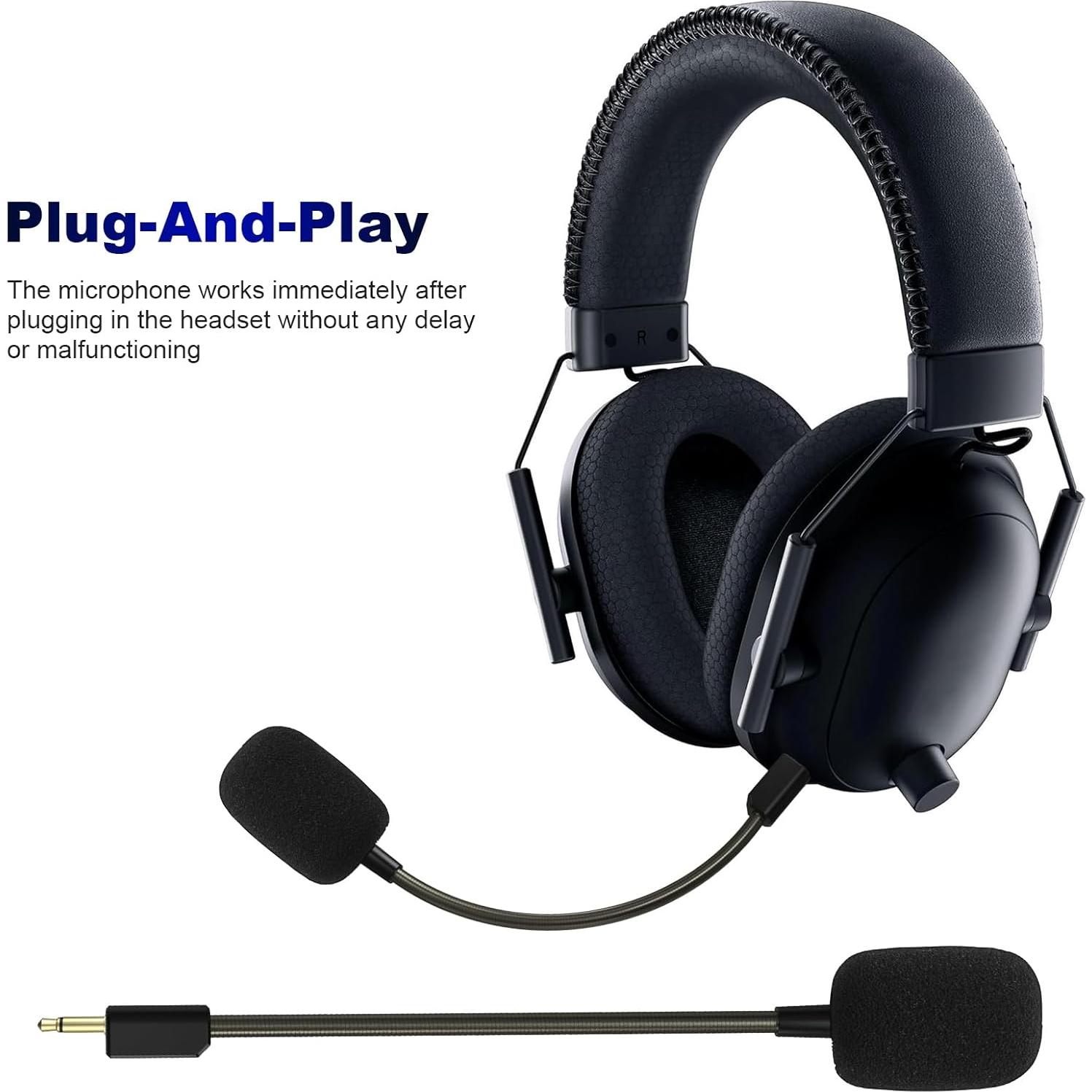 Blackshark V2 Replacement Microphone for Razer BlackShark V2, V2 Pro, V2 SE Wireless Gaming Headset Detachable 3.5mm Game Boom Noise Cancelling for PS4 Pro PS5 Xbox One X PC Gaming Headsets with Foam