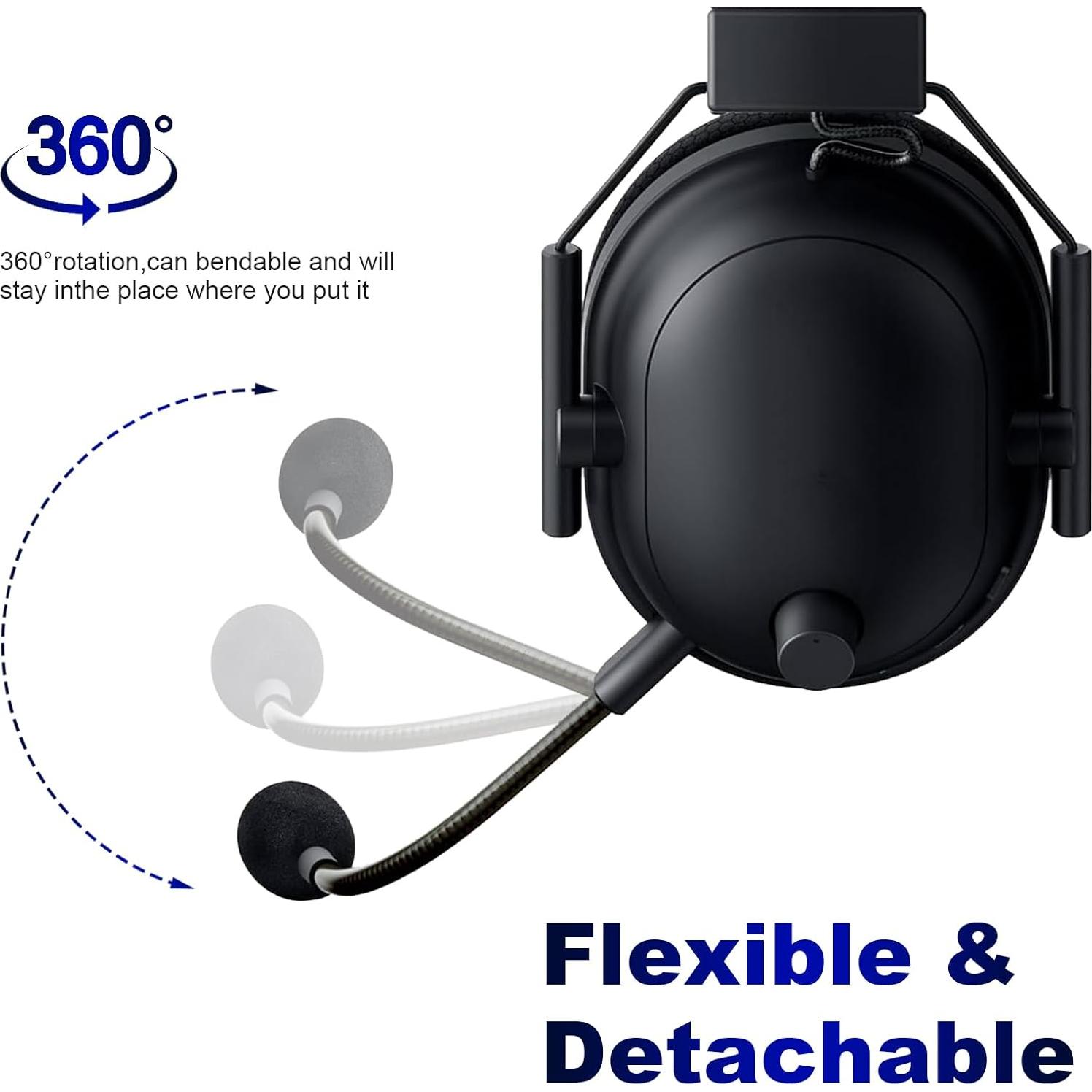 Blackshark V2 Replacement Microphone for Razer BlackShark V2, V2 Pro, V2 SE Wireless Gaming Headset Detachable 3.5mm Game Boom Noise Cancelling for PS4 Pro PS5 Xbox One X PC Gaming Headsets with Foam