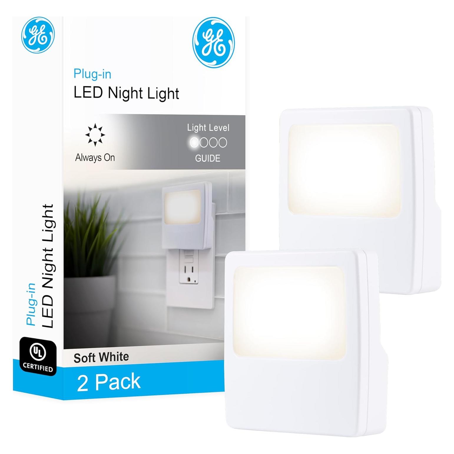 Luz Nocturna LED GE Blanca 2 Paquete Brillo Suave