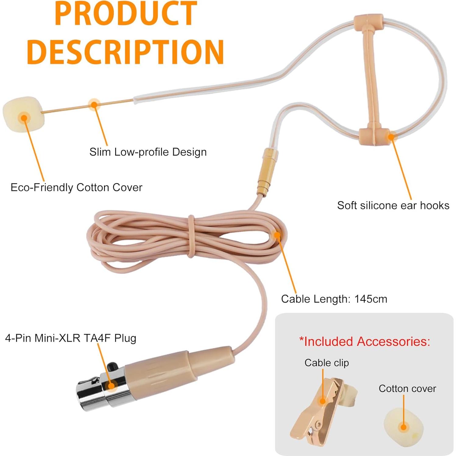 Micrófono de auricular Shure H21Q-D4 - Omnidireccional 1.5m