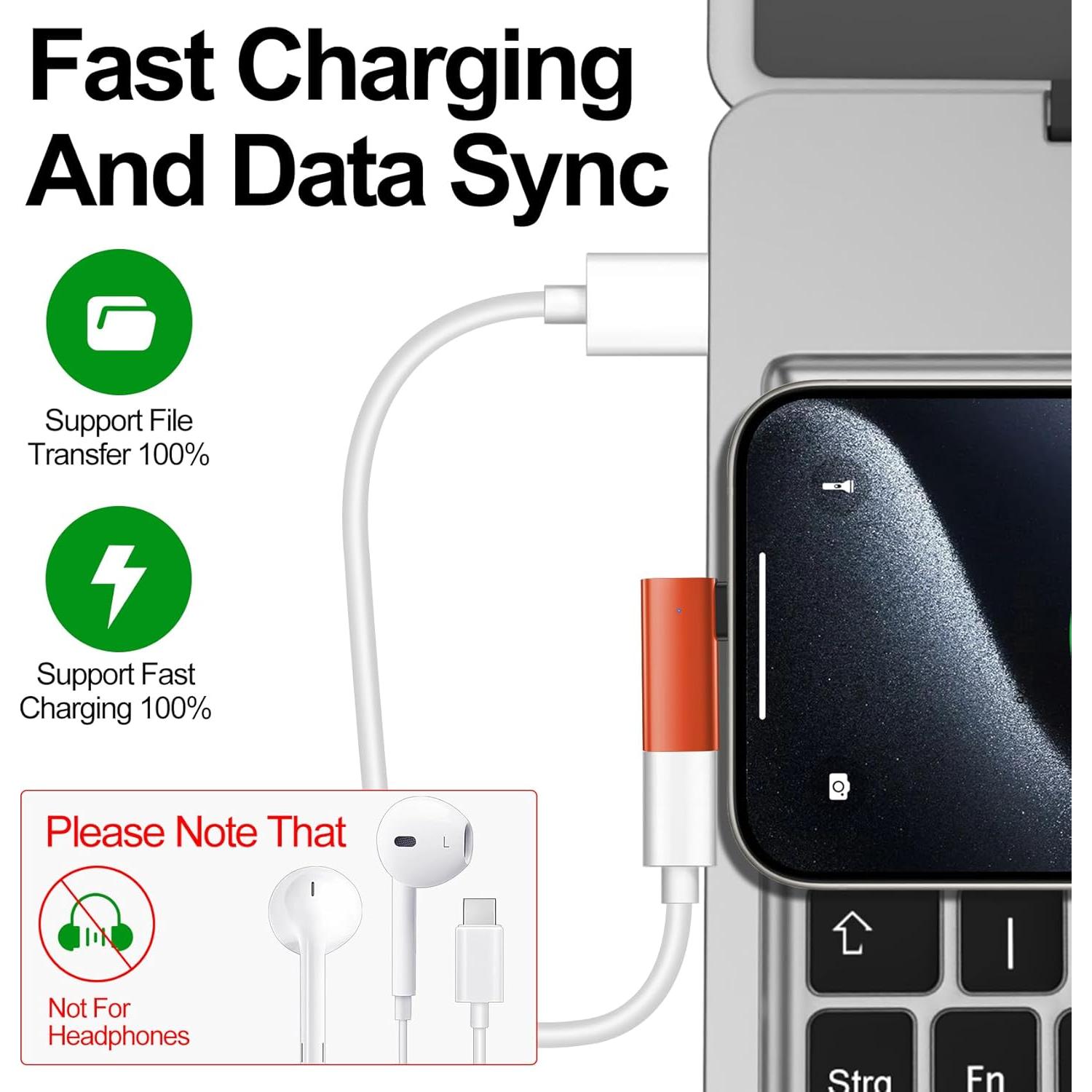 Adaptador Lightning a USB C 90 Grados xiwxi - Carga Rápida 27W