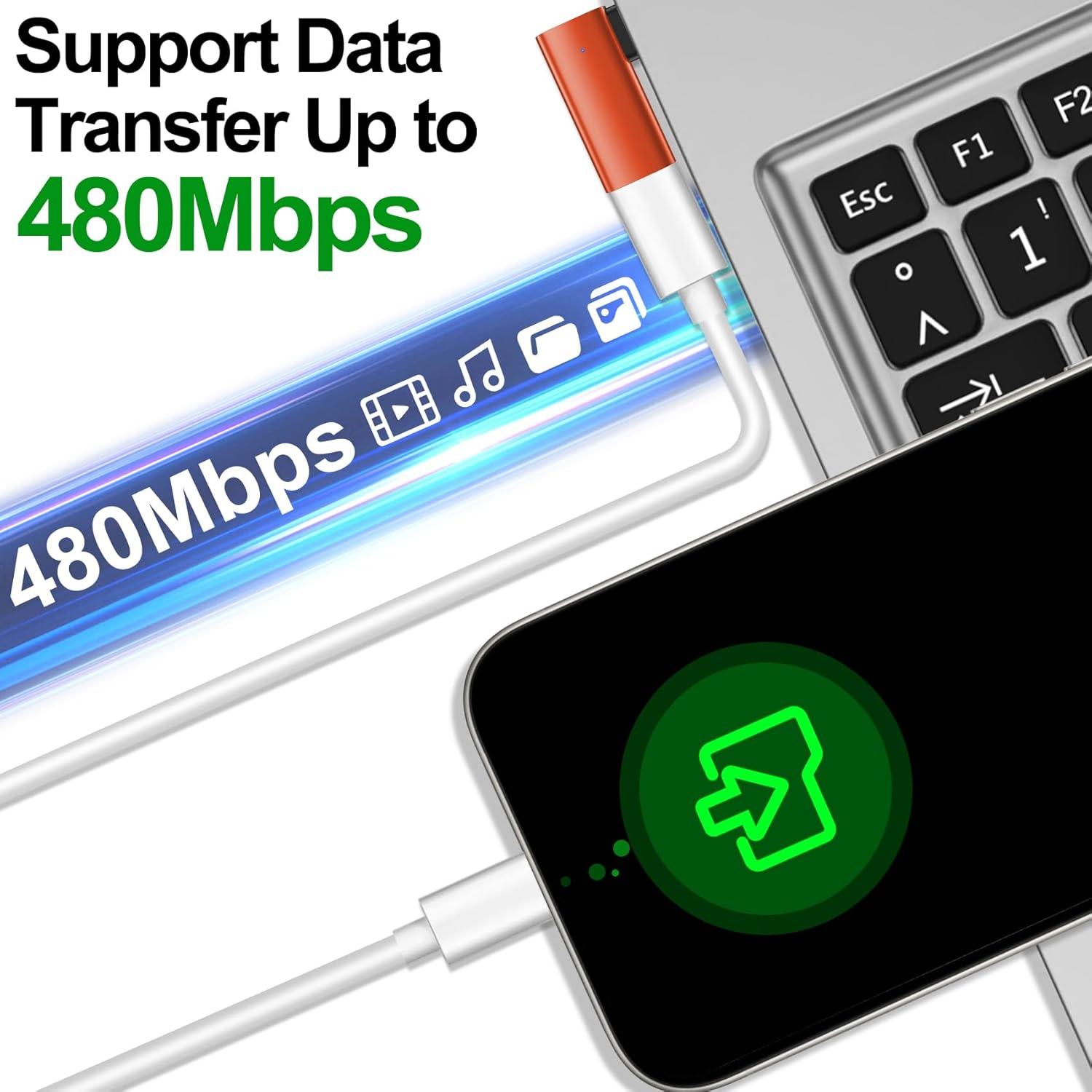 Adaptador Lightning a USB C 90 Grados xiwxi - Carga Rápida 27W