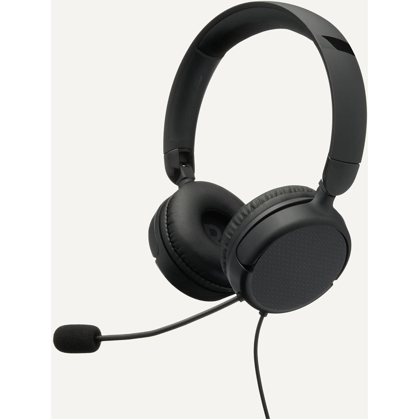 Auriculares con cable Amazon Basics con micrófono y control USB