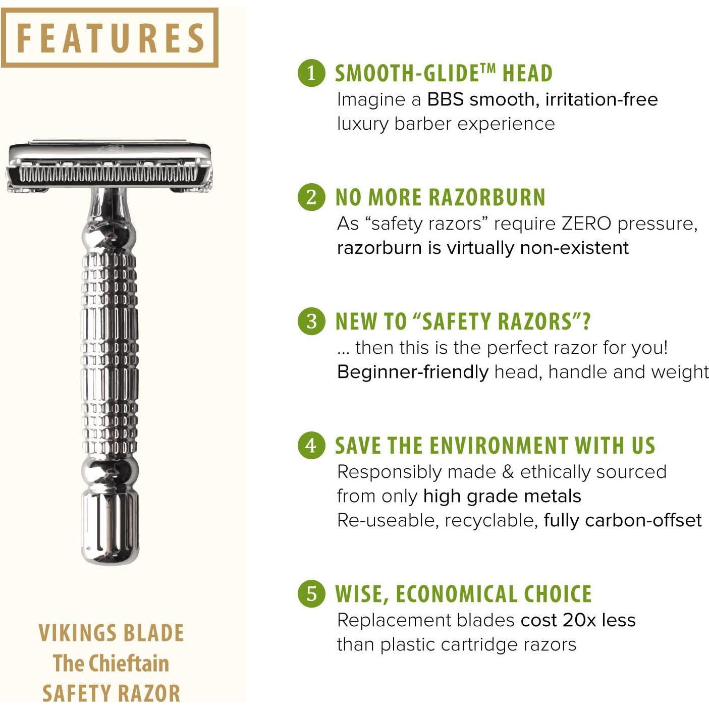 Navaja de Seguridad Doble Filo Vikings Blade + 5 Cuchillas Acero