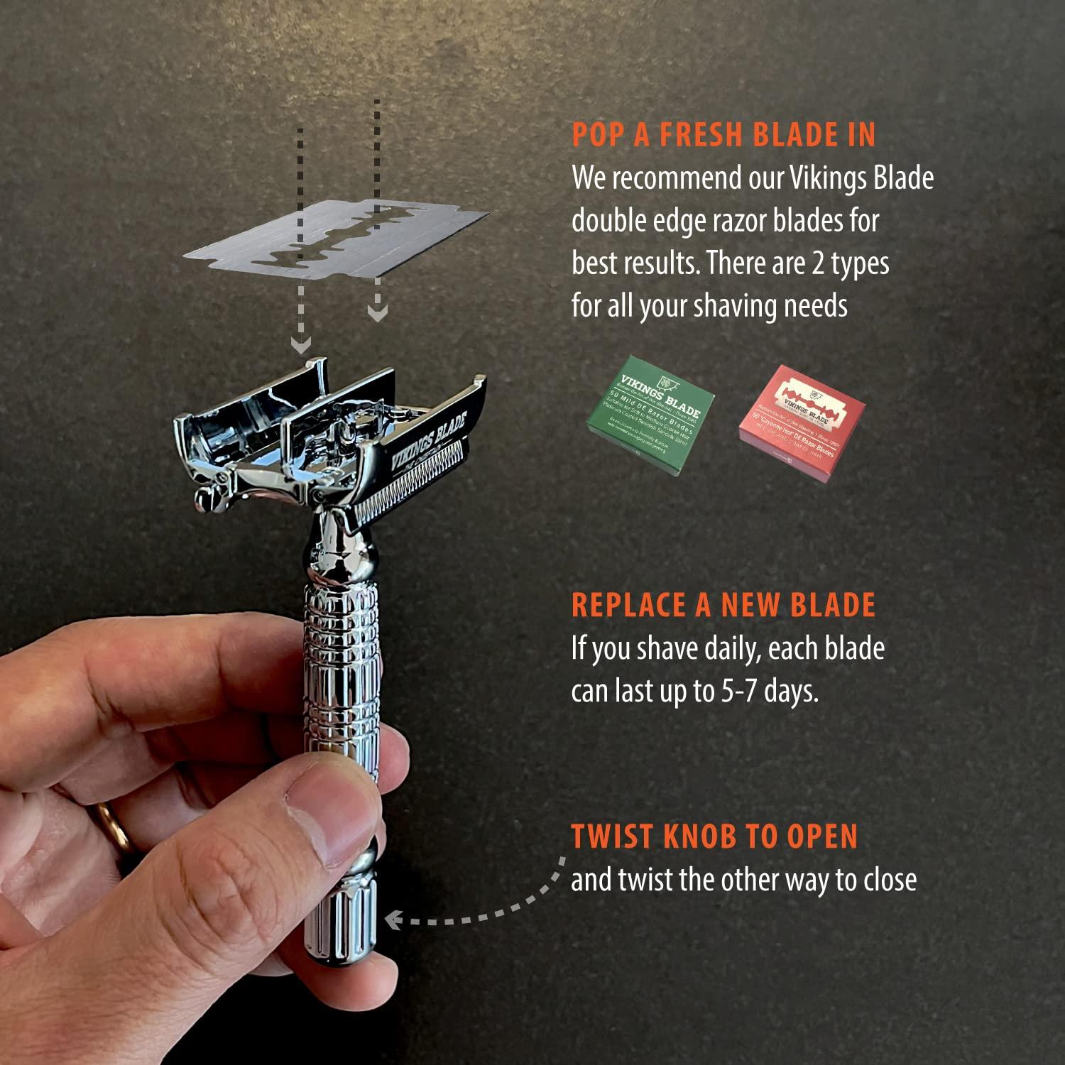 Navaja de Seguridad Doble Filo Vikings Blade + 5 Cuchillas Acero