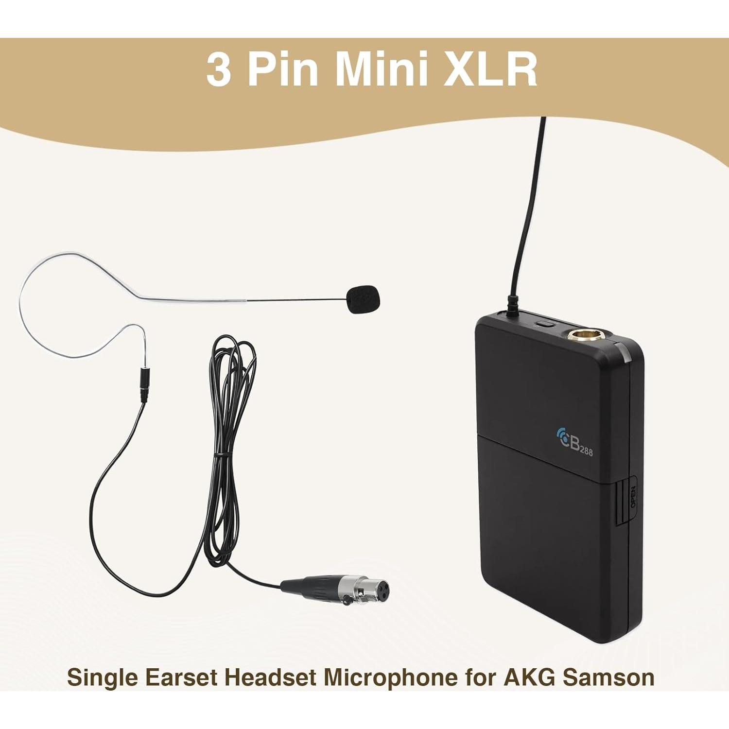 Paquete de 2 Micrófonos de Diadema Teekooee Mini XLR Negro