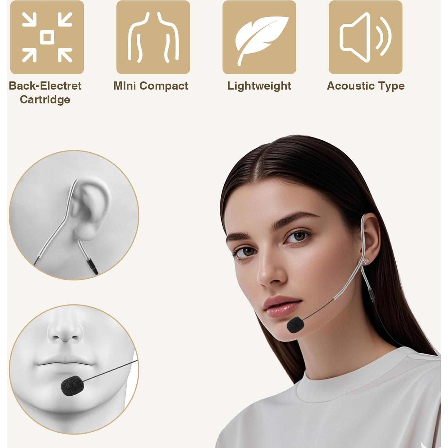 Paquete de 2 Micrófonos de Diadema Teekooee Mini XLR Negro