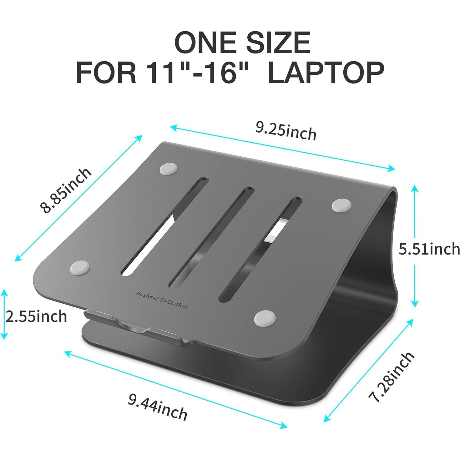 Soporte para Laptop de Aluminio Bestand Gris 24x22.5cm