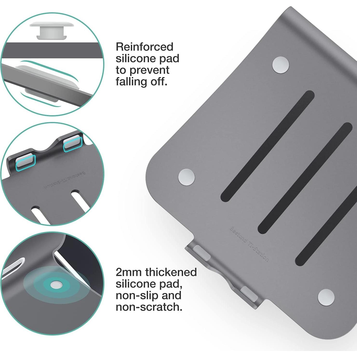 Soporte para Laptop de Aluminio Bestand Gris 24x22.5cm