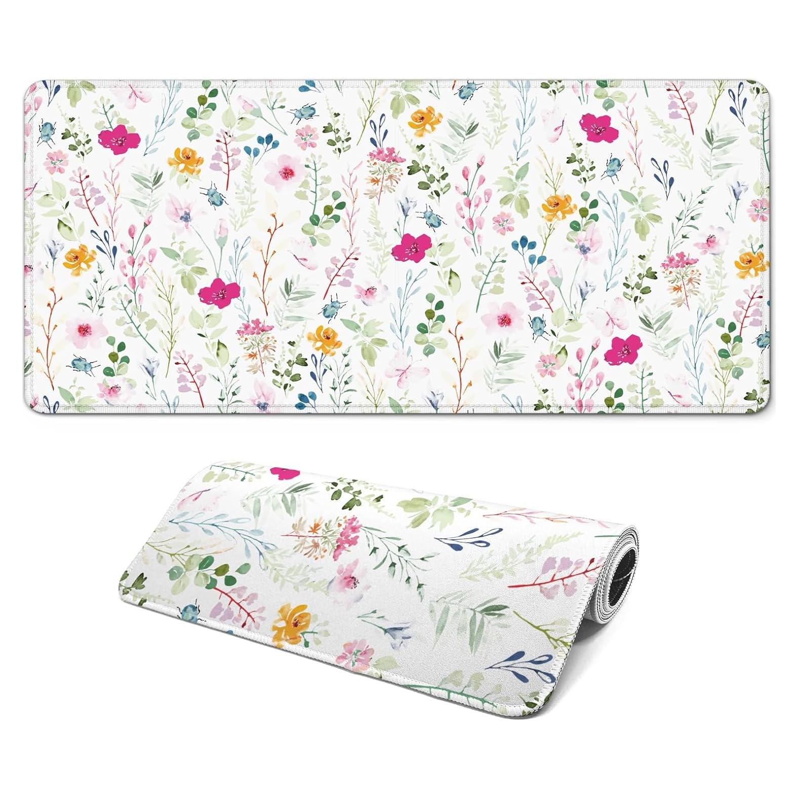 Alfombrilla de Ratón Grande FTSYAD Floral 80 x 30 cm Antideslizante