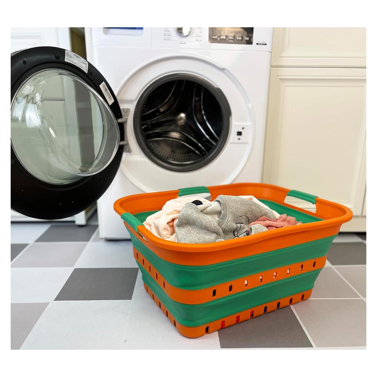 Cesta de Ropa Plegable SAMMART 42L Verde Bosque - Organizador