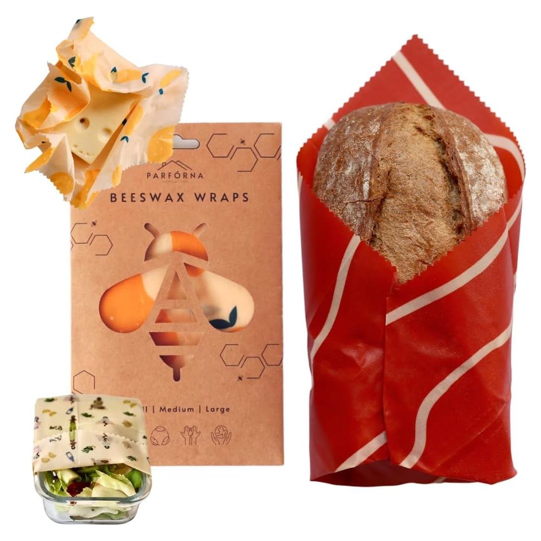 Envolturas de Cera de Abeja Parfórna - Reutilizables 3 Tamaños Ecológicas