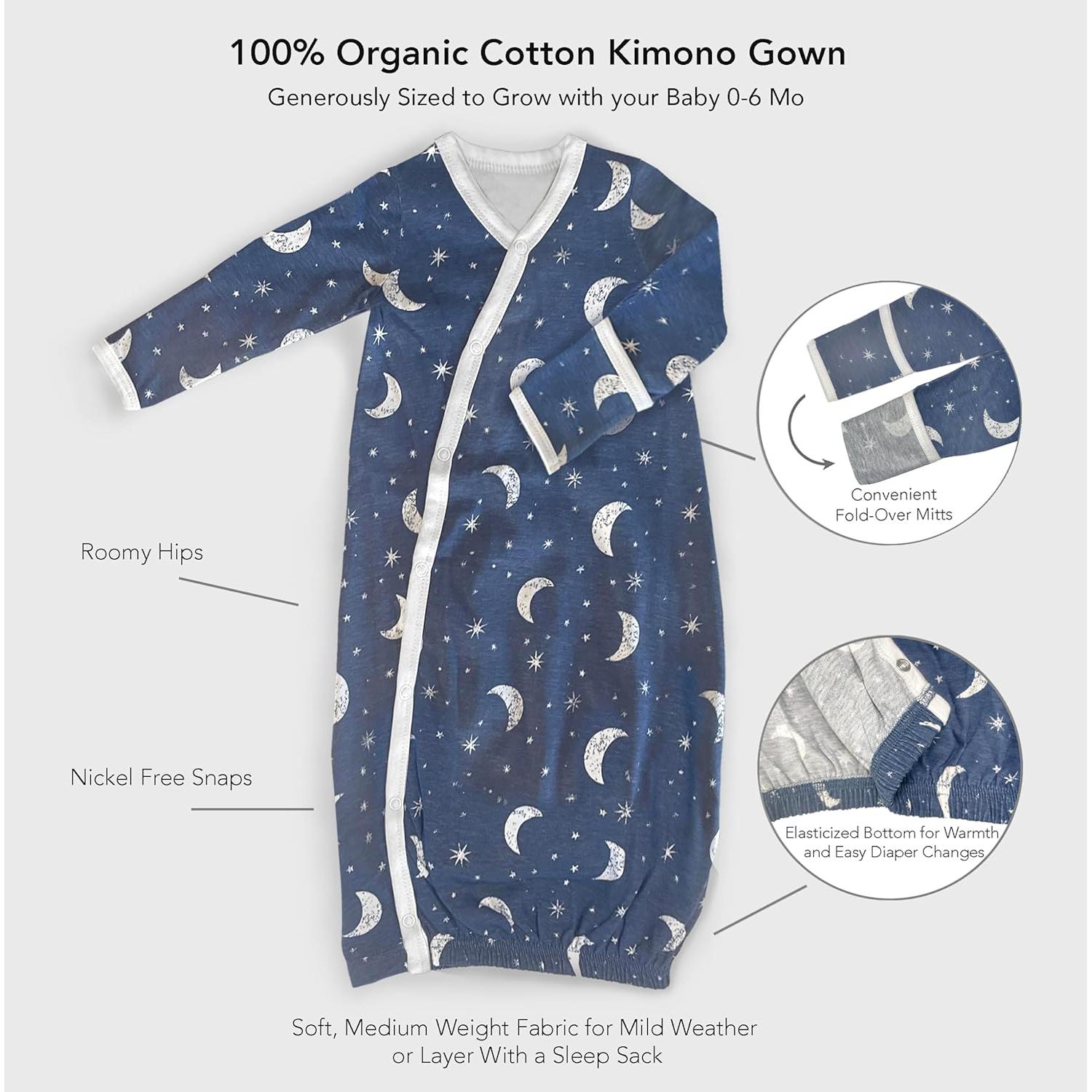 Ropa de Kimono Orgánica Cambria Baby 0-6 Meses Azul y Elefante