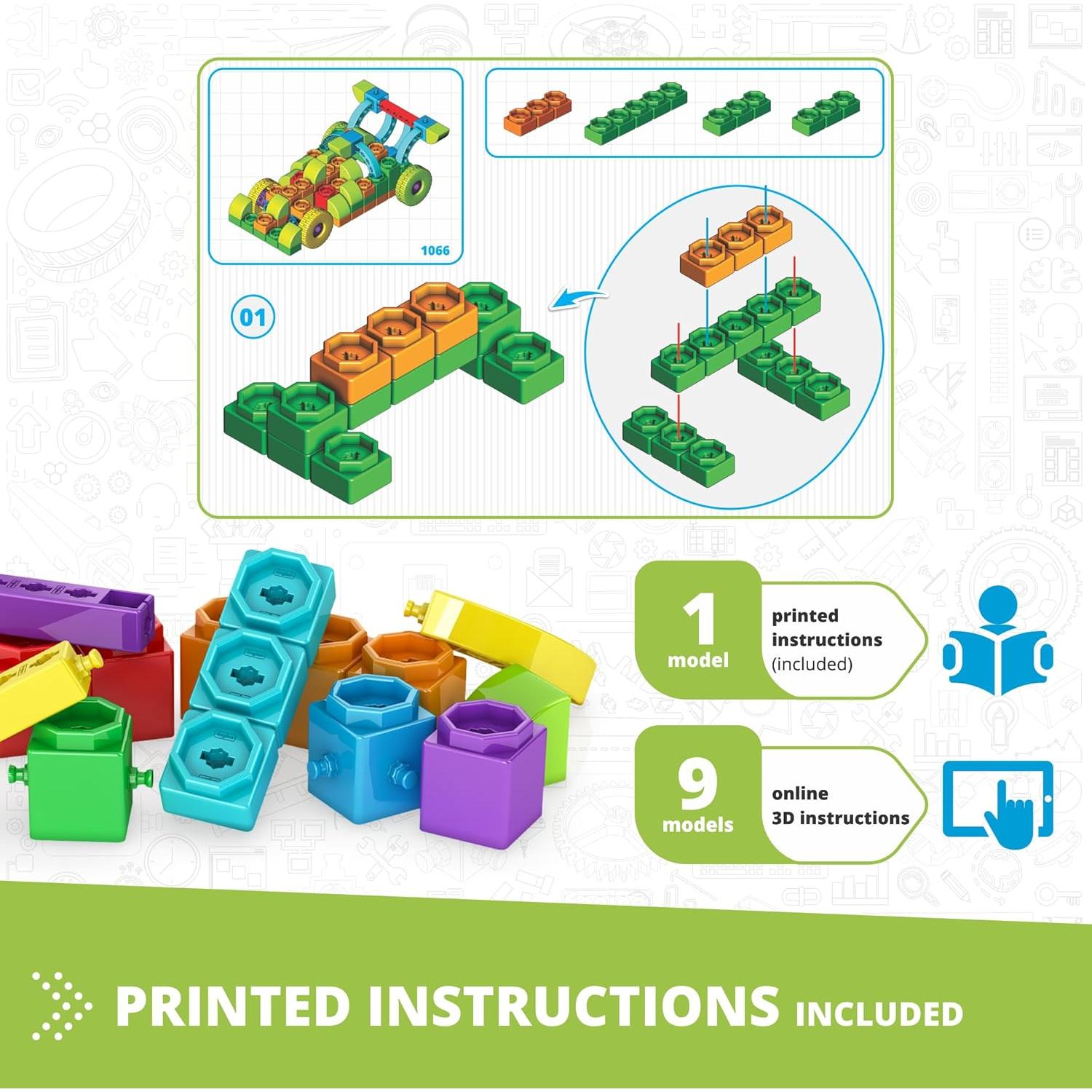 Engino QBOIDZ Coche de Carreras 10 Modelos Kit STEM 4+