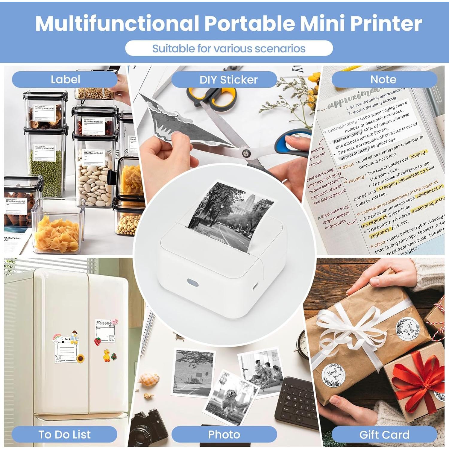 Impresora de Etiquetas Térmicas Bluetooth NHOWIN S1 con 4 Rollos