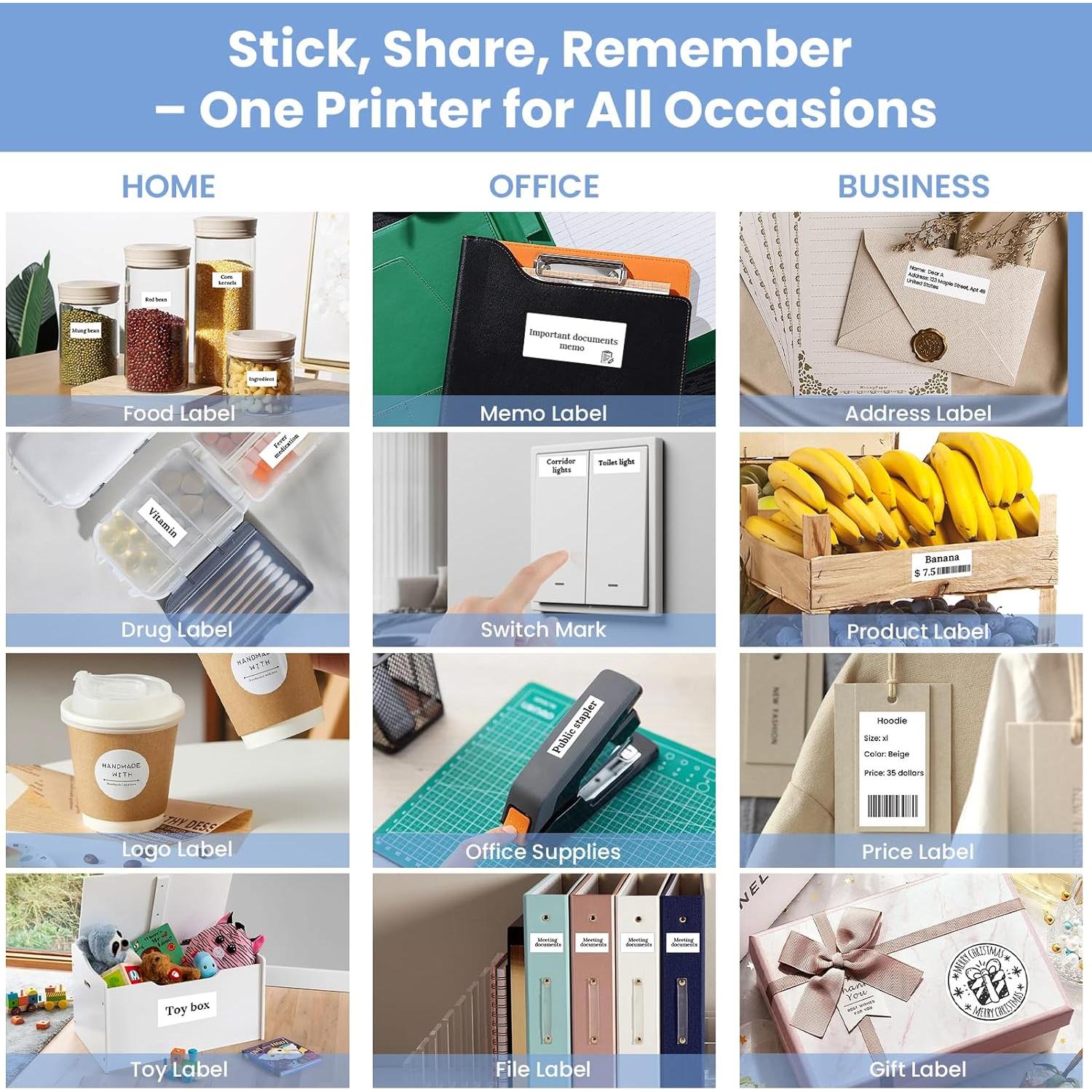 Impresora de Etiquetas Térmicas Bluetooth NHOWIN S1 con 4 Rollos