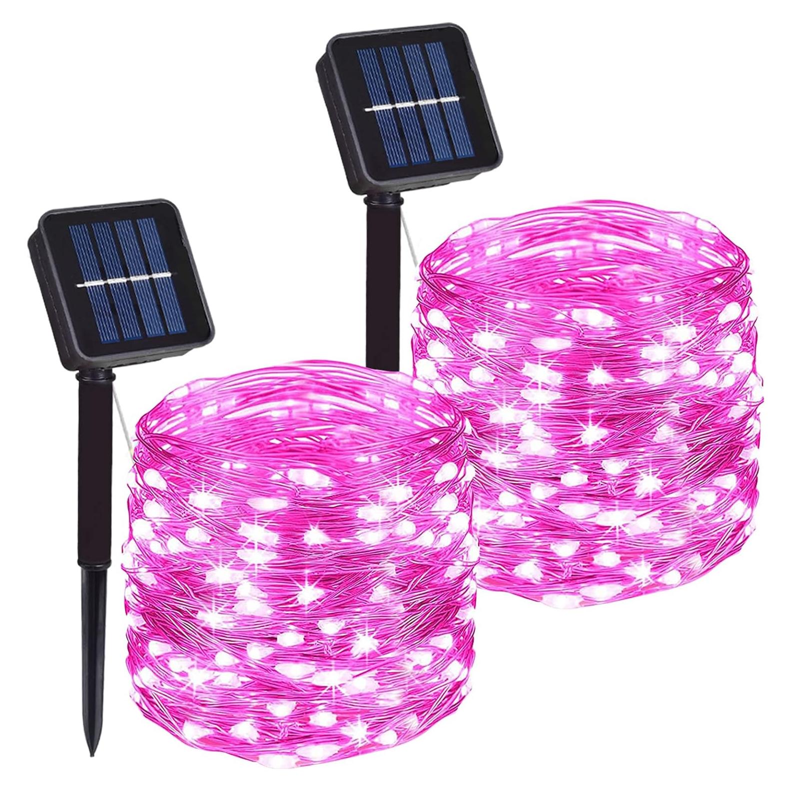 Luces de Cuerda LED Solar 200 luces 20m Rosa DAYLIGHTIR