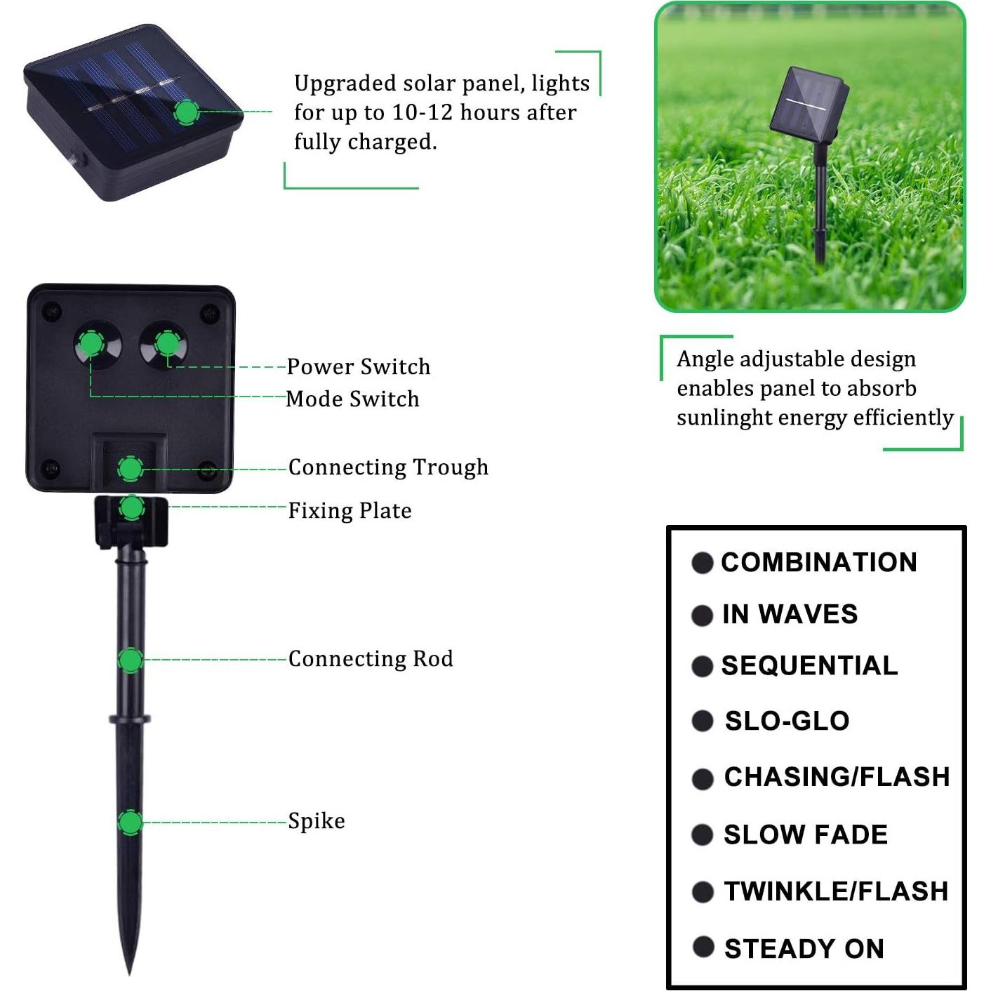 Luces de Cuerda LED Solar 200 luces 20m Rosa DAYLIGHTIR