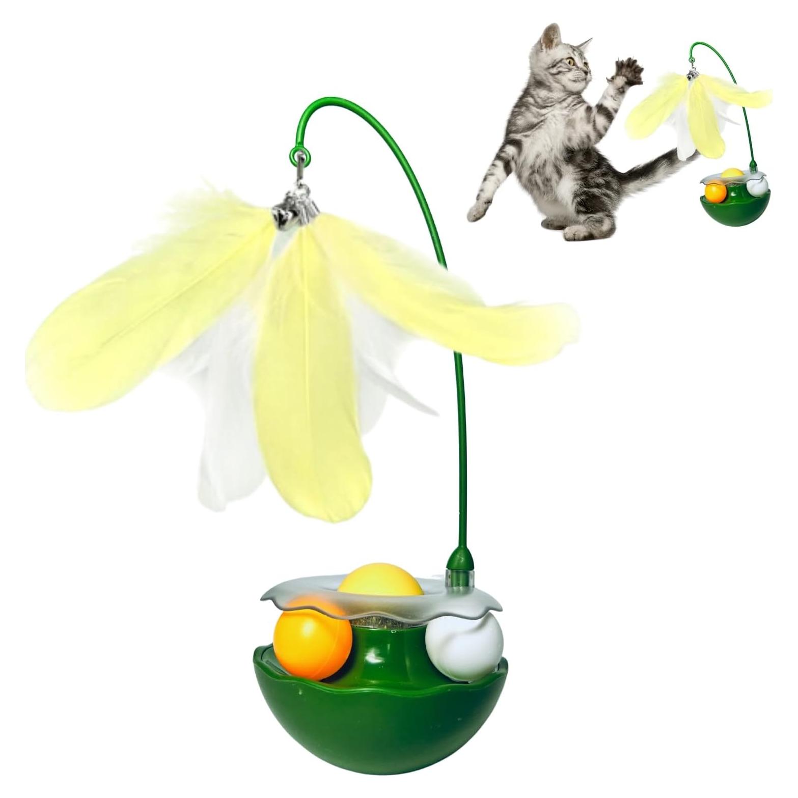 Juguete Interactivo para Gatos YallMiaul con Plumas y Hierba Gatera