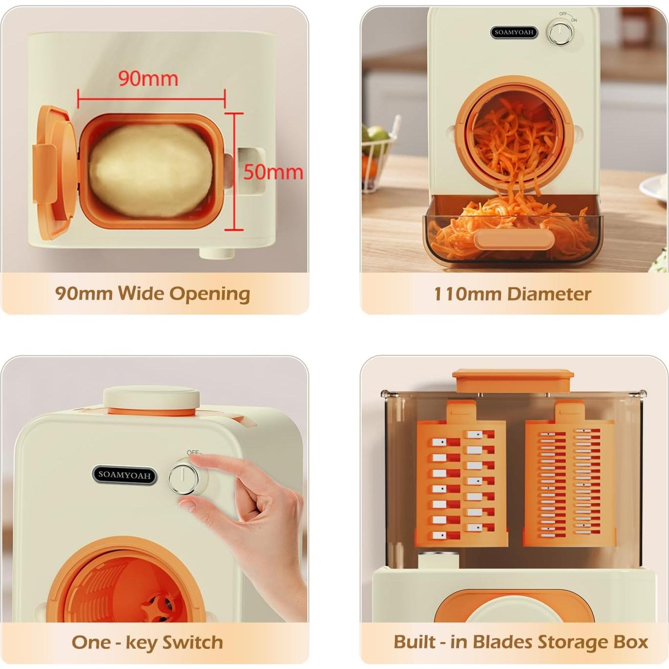 Rallador Eléctrico SOAMYOAH MG12 con 3 Cuchillas y Tubo 10.16 cm