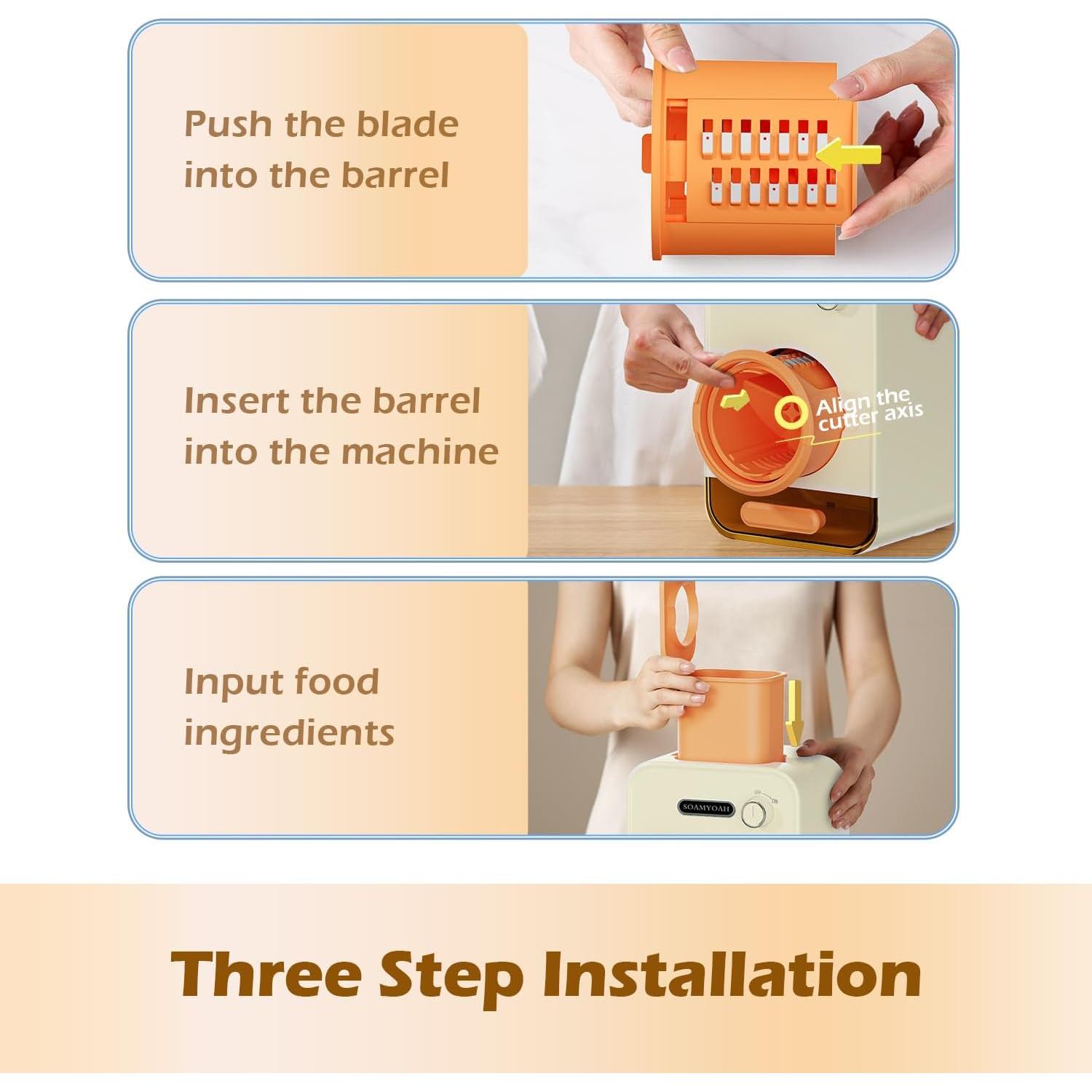 Rallador Eléctrico SOAMYOAH MG12 con 3 Cuchillas y Tubo 10.16 cm