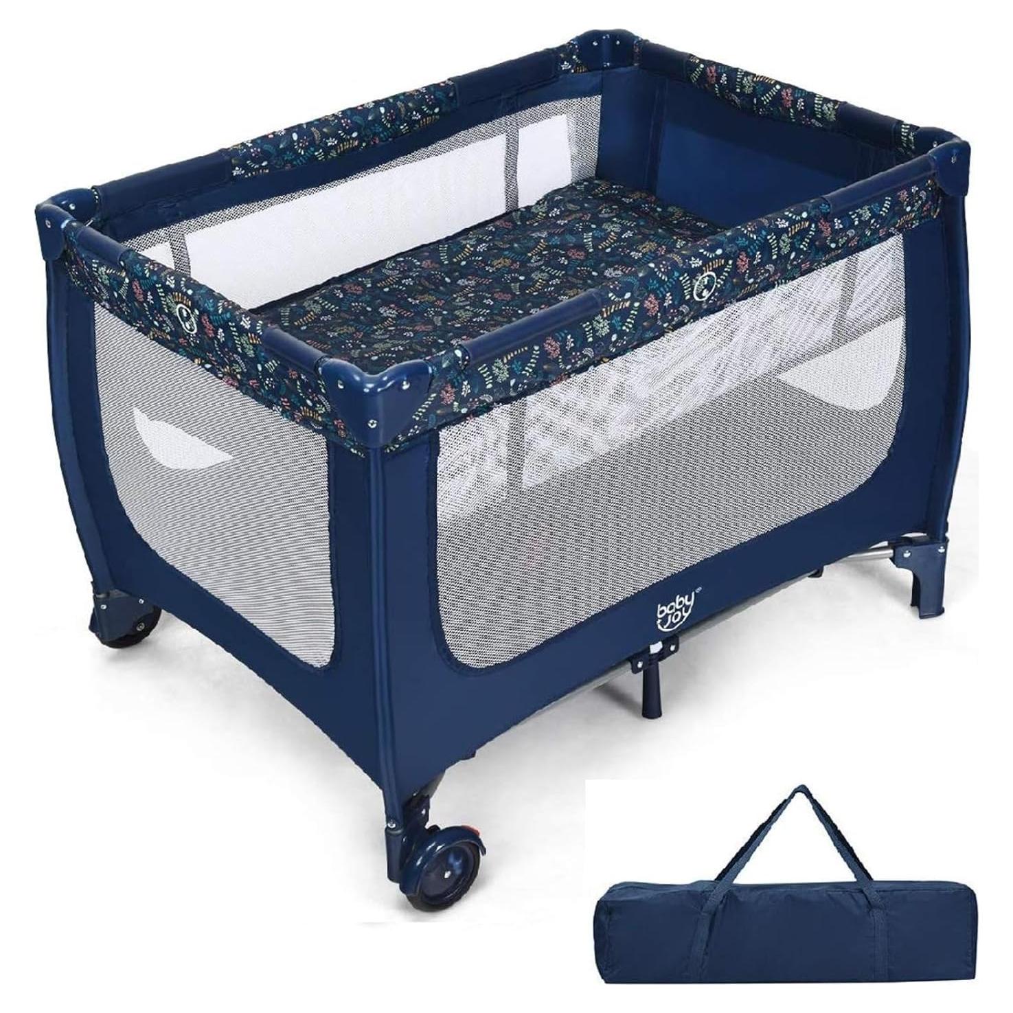 Cuna Portátil Baby Joy BP8116-4 Plegable con Colchón 15kg