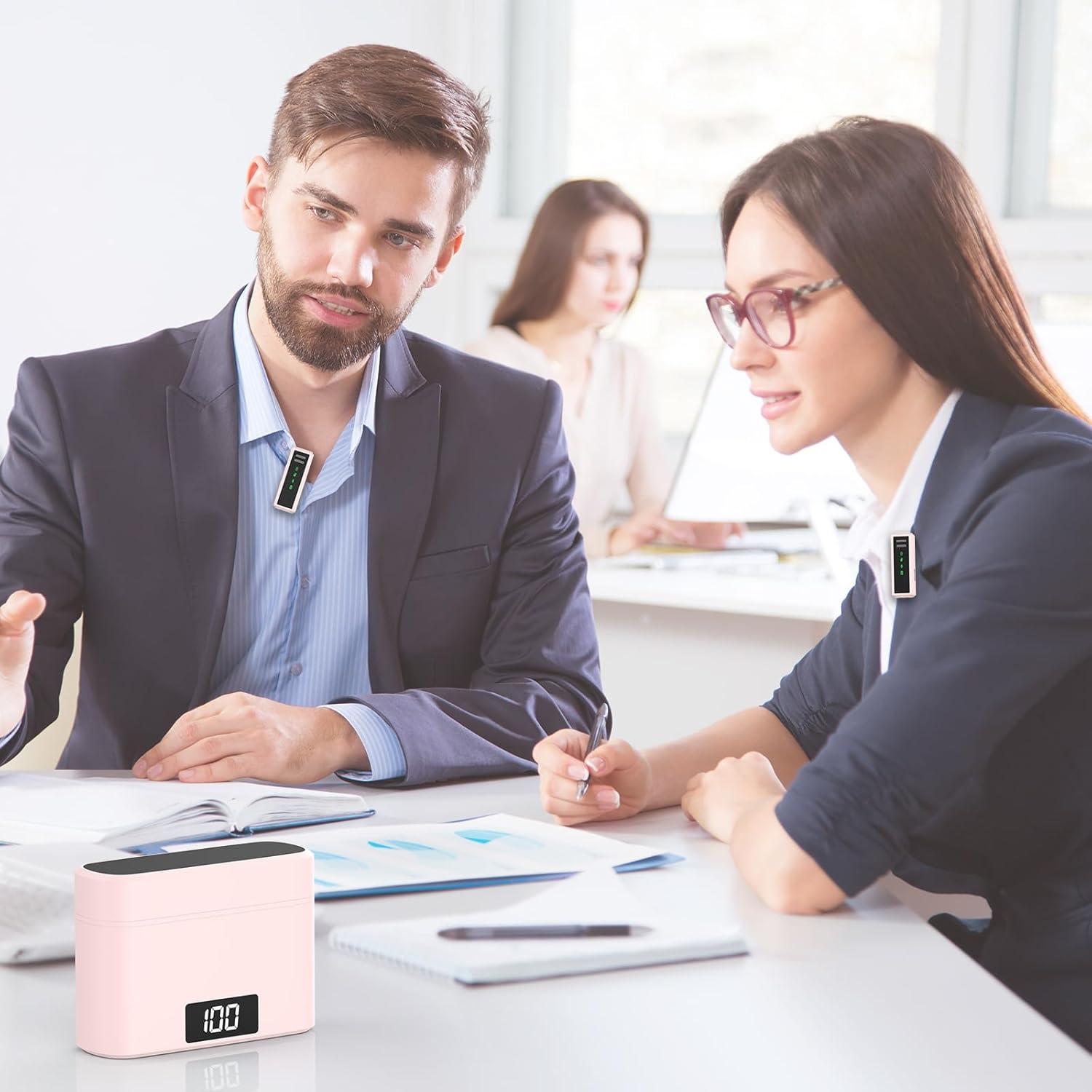 Micrófono Lavalier Inalámbrico VEZQUA Rosa USB-C con Cancelación de Ruido