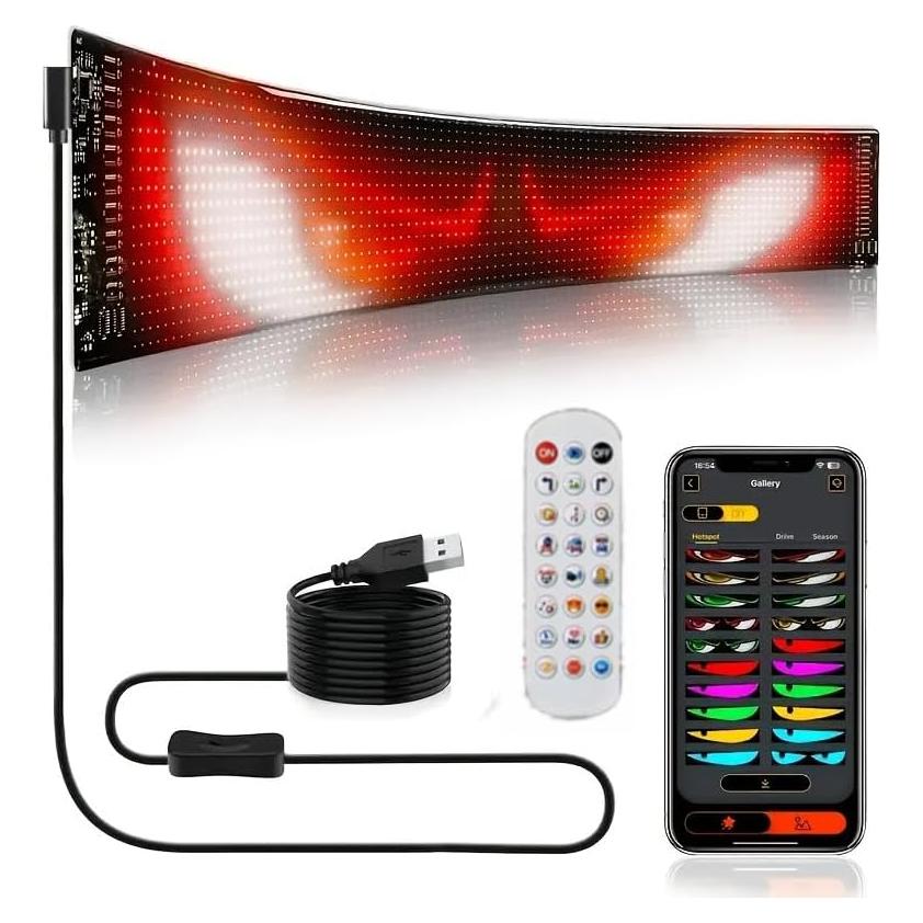 Ojos LED Programables Digvifext para Autos - Pantalla Flexible 17.2x7.1cm