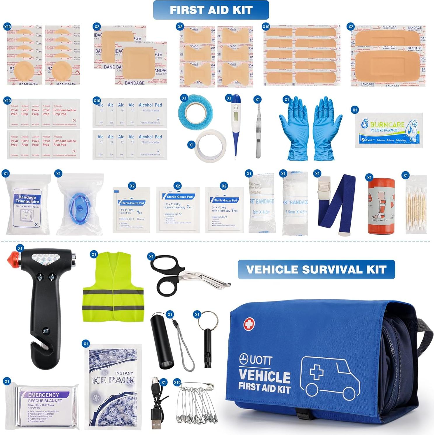 Kit de Primeros Auxilios UOTT para Coche - Emergencia Vehicular