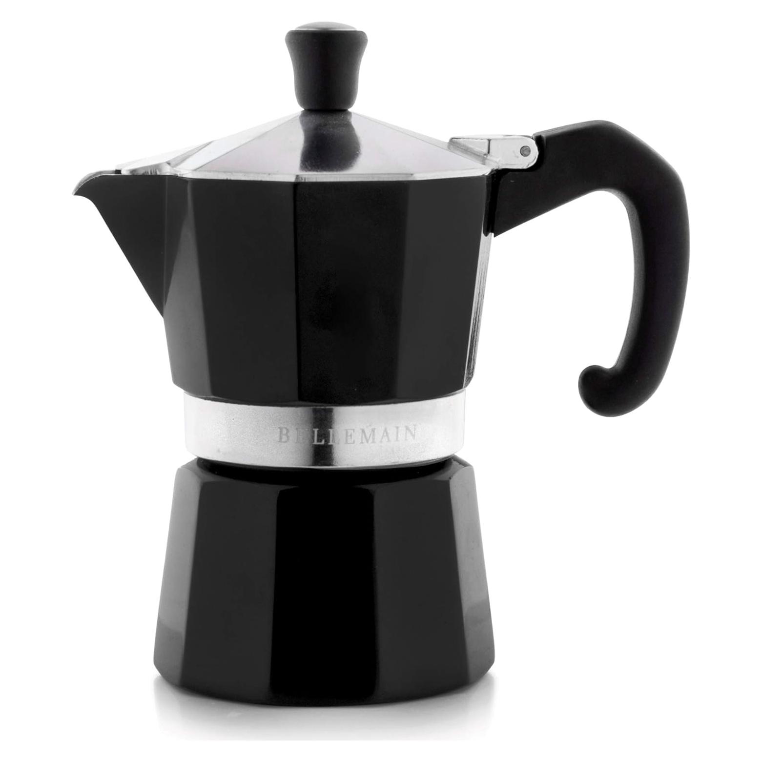 Cafetera Moka Bellemain de Aluminio 3 Tazas Negra