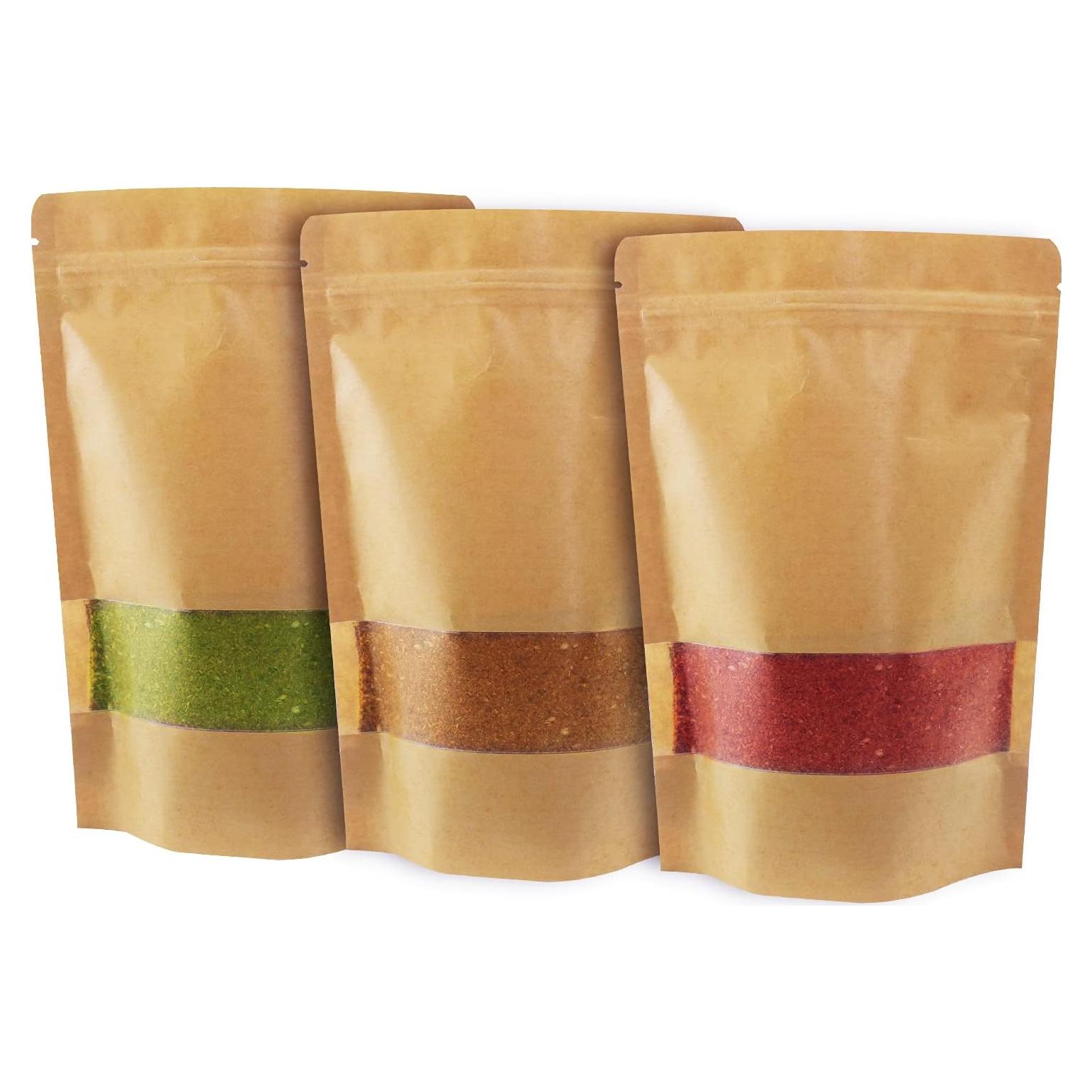 100 Bolsas de Papel Kraft 15x22cm con Ventana Mate Belinlen