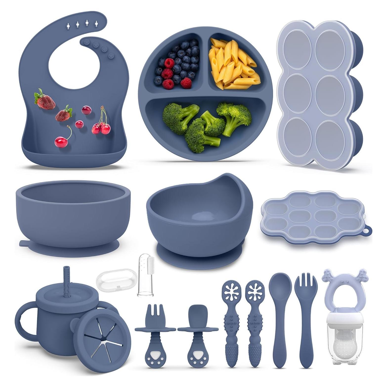 Set de Alimentación para Bebés Hepotk 16 Piezas Silicona Azul