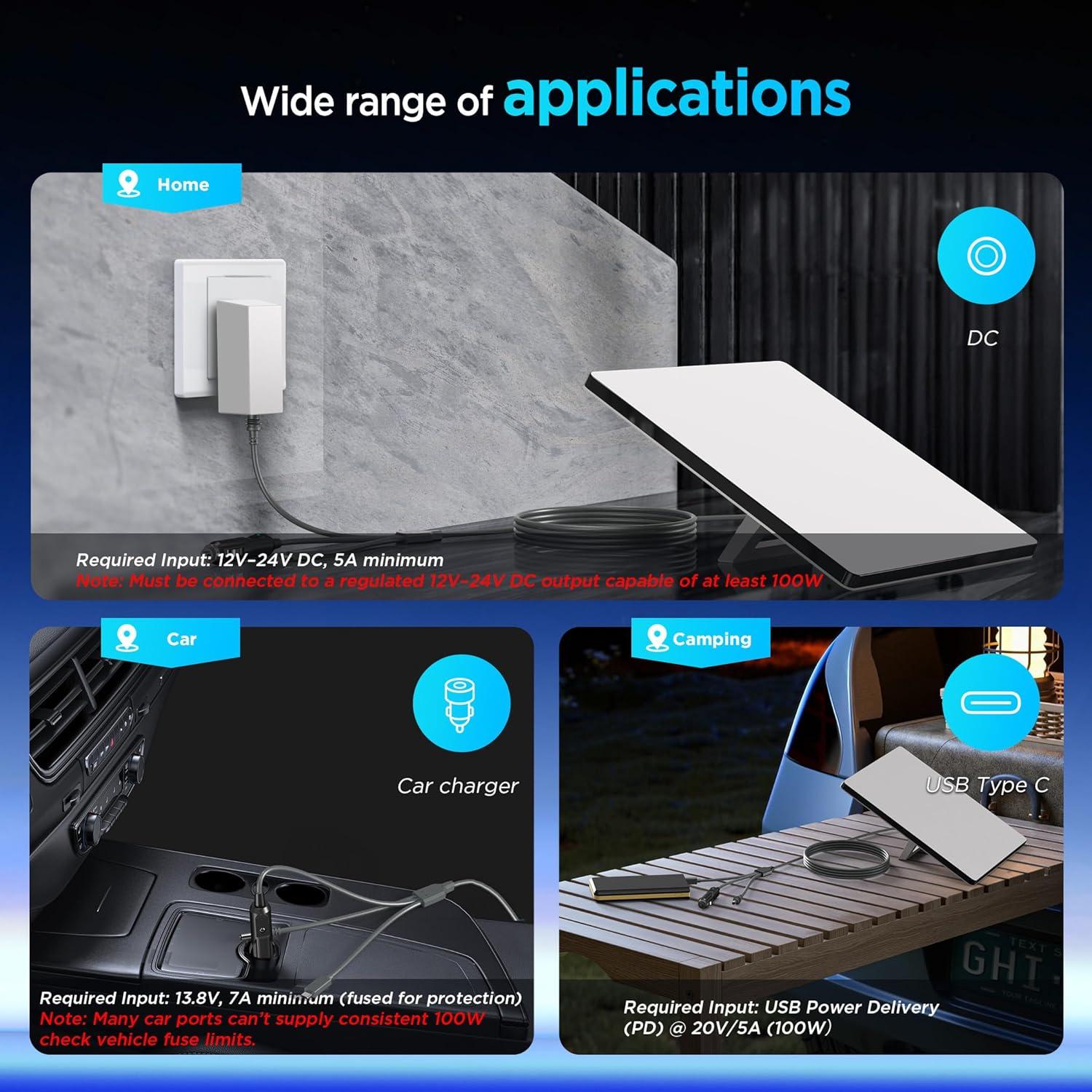 Cable Mini Starlink 3 en 1 Hugener 3M USB C y DC Impermeable