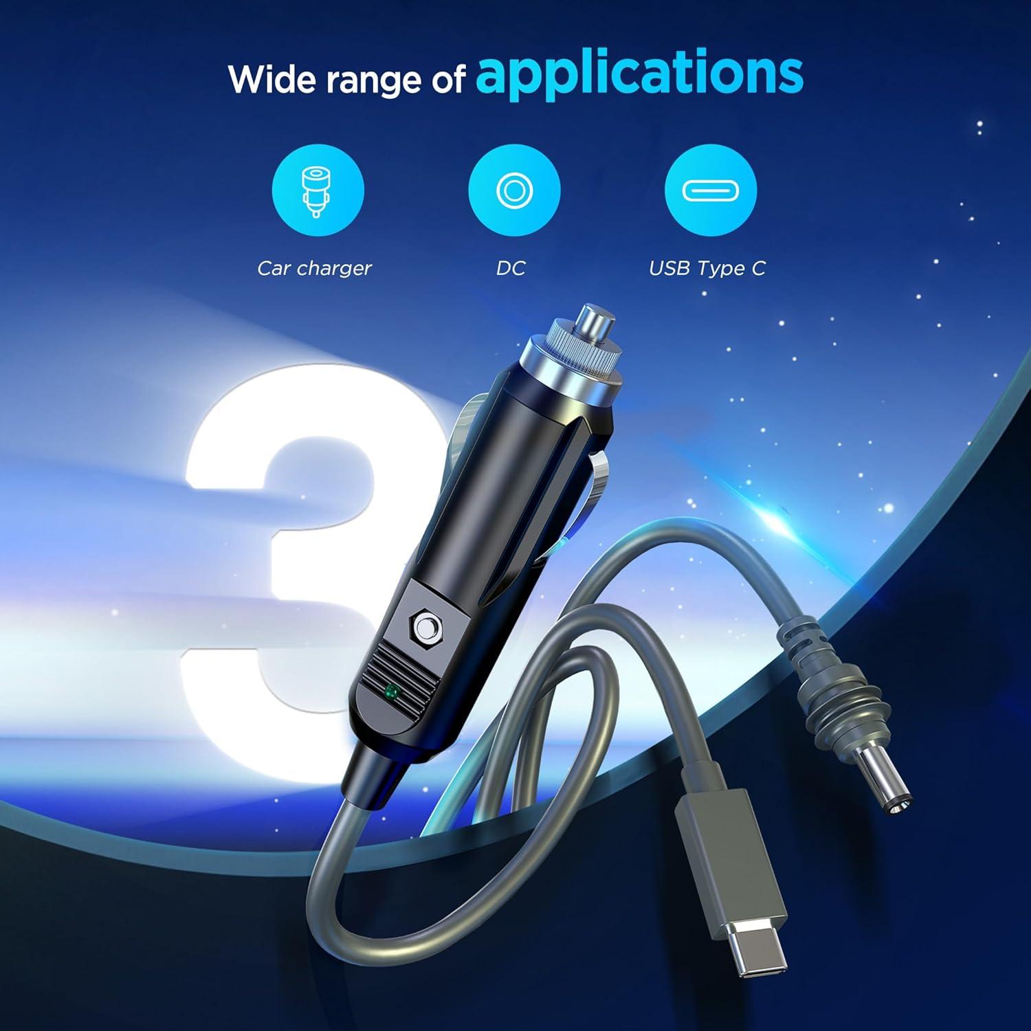 Cable Mini Starlink 3 en 1 Hugener 3M USB C y DC Impermeable