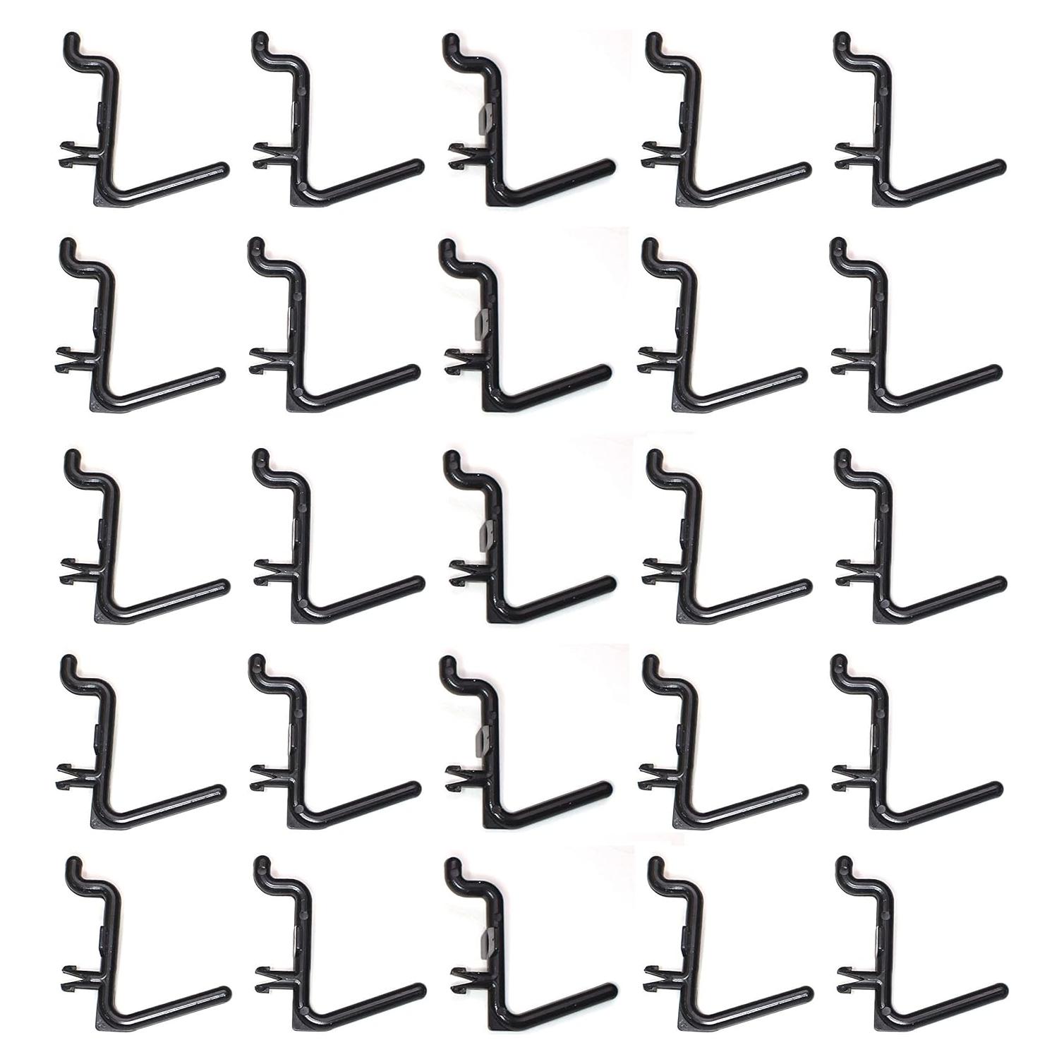 Ganchos de Tablero de Clavos Estilo L Negro JSP 25 Unidades